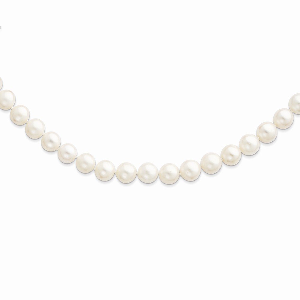 925 Sterling Silver 10-11mm White Freshwater Cultured Pearl Necklace 20