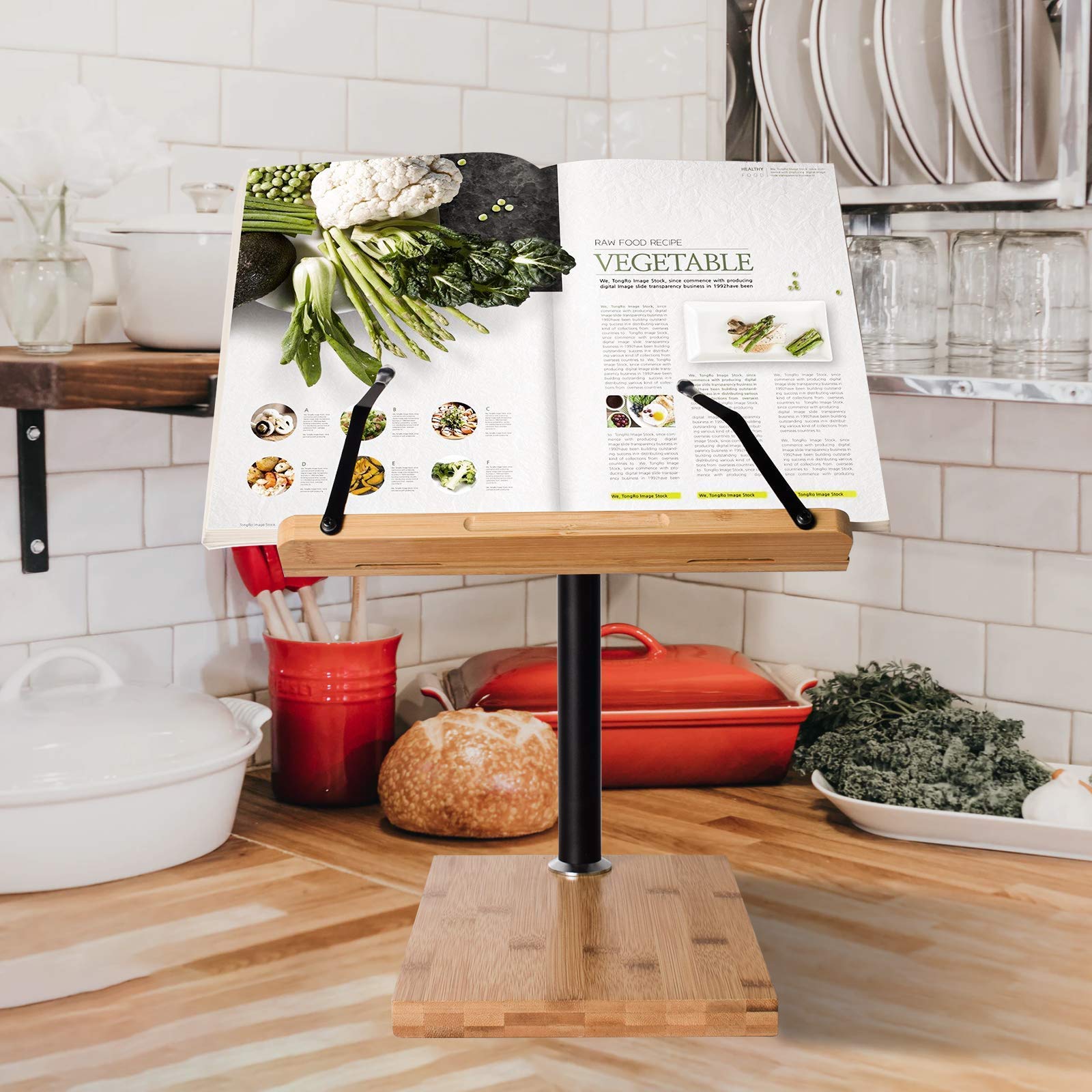 Adjustable Desktop Book Holder Stand - Large Size for Reading, Studying & Cooking - Hands-Free Page Holder for Books, Cookbooks & Textbooks