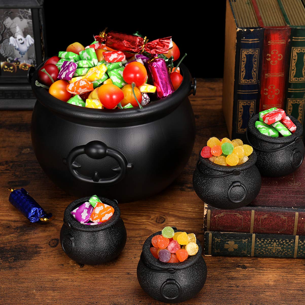 12 PCS Halloween Black Cauldron Candy Buckets - Mini Witch Kettle Treat Containers for Kids Party Favors, Trick or Treat, Classroom Prizes & Halloween Decorations