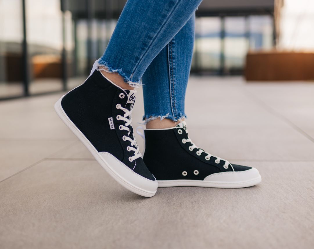 Barefoot Sneakers for Women & Men - Be Lenka Rebound High Top Minimalist Shoes in Black & White | Lightweight & Flexible for Running, Walking & Gym Workouts