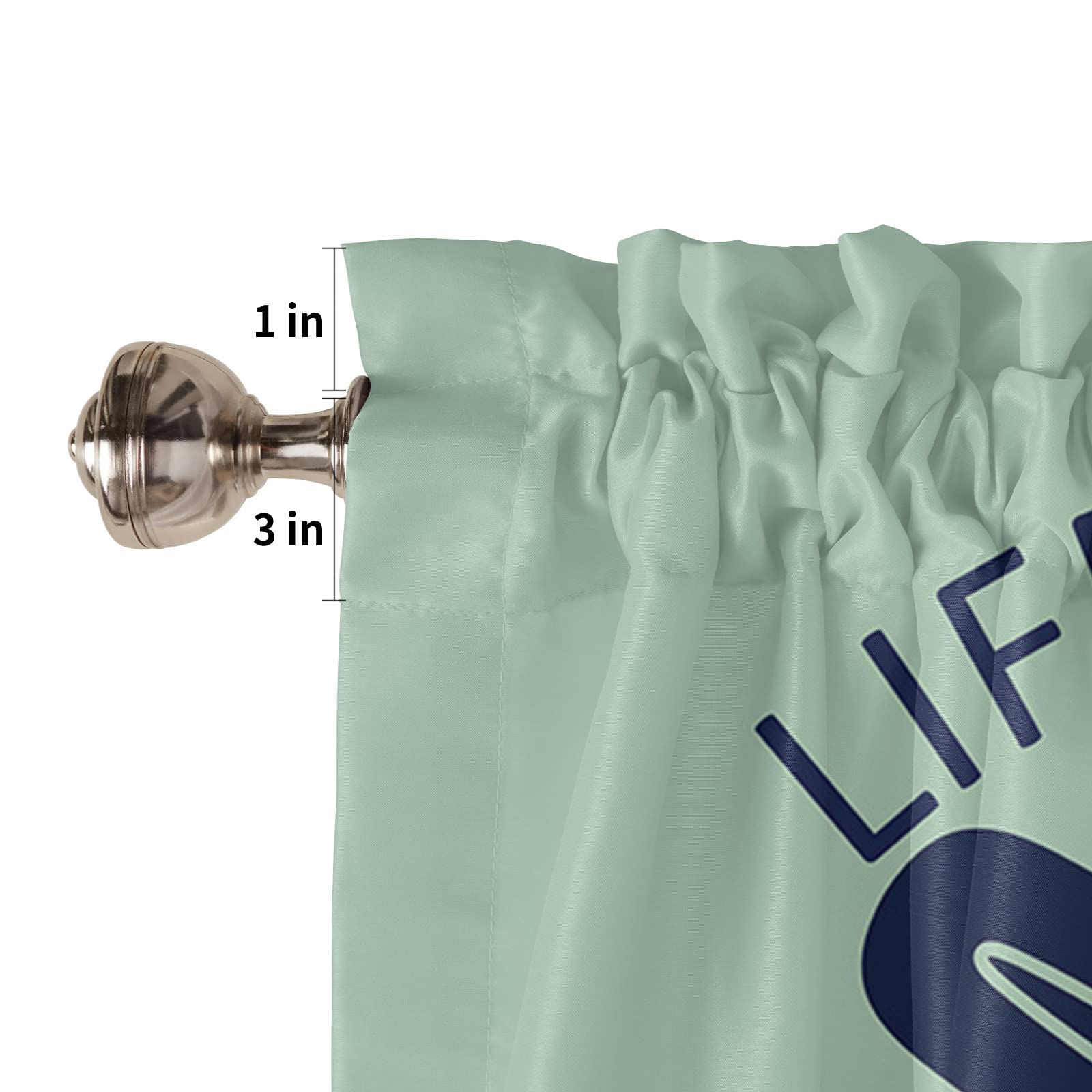 Green Lake Oar Kitchen Curtains 24 Inch Length - 2 Panel Short Cafe Tier Drapes with Plant Tree & Mountain Design, Rod Pocket Window Treatment (55x24 inches) for Cozy Kitchen, Dining Room or Coffee Shop Decor