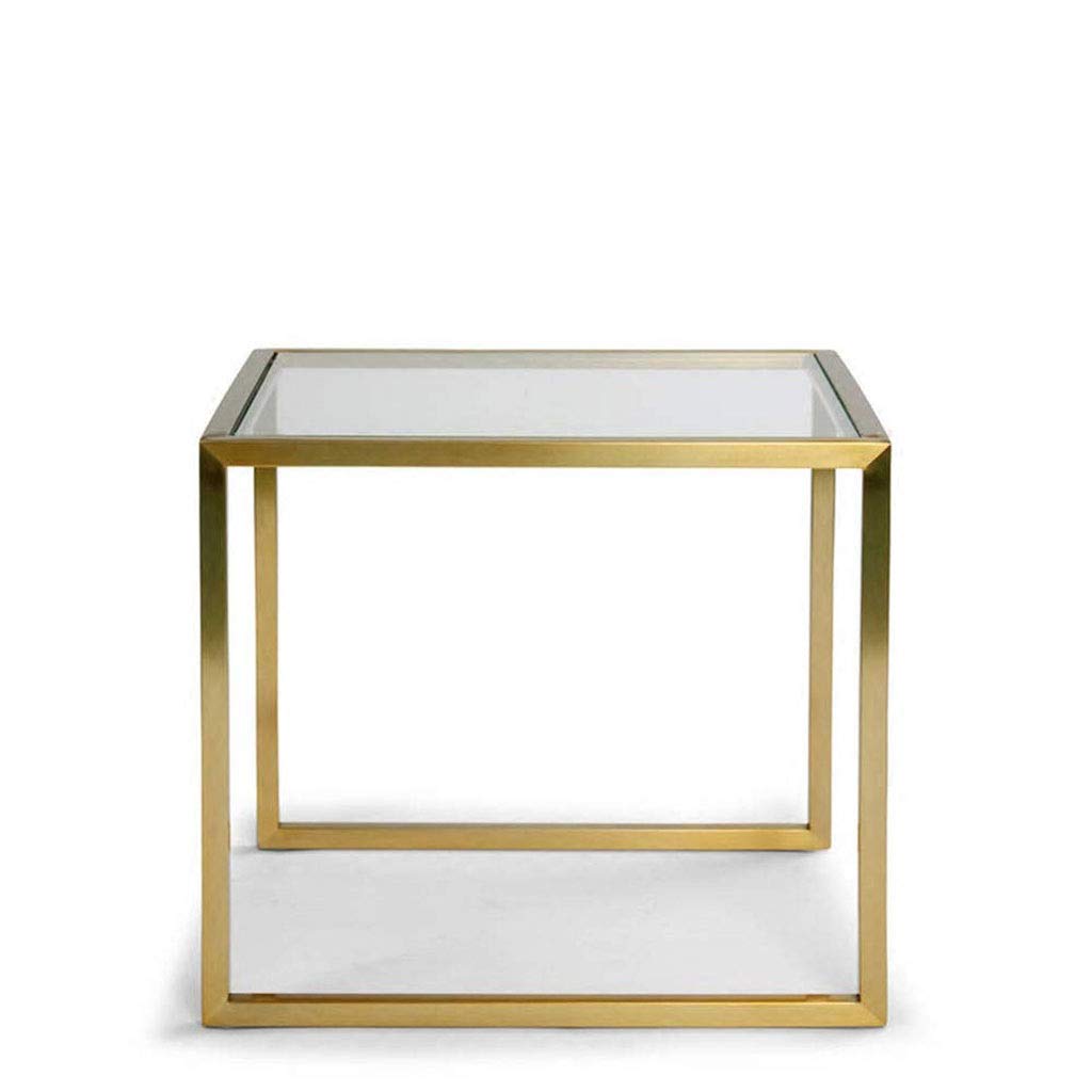 Modern Iron & Glass Side Table - Small Square Coffee Table for Living Room, Bedroom, Sofa & Corner | Stylish End Table with Artistic Design for Home Decor, Tea Time & Compact Spaces