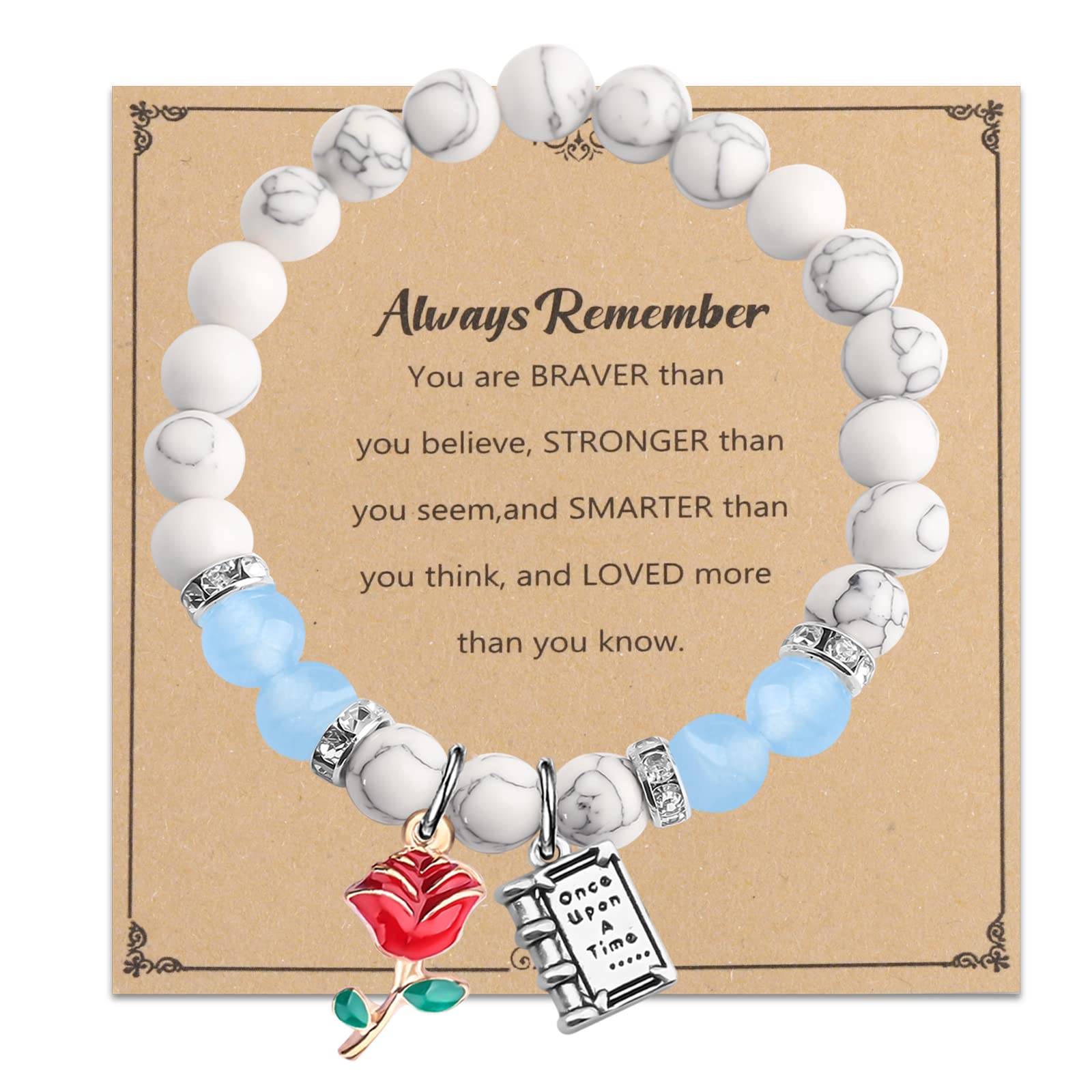 MYOSPARK Beauty and the Beast Belle Rose Inspired Bracelet - Princess Jewelry Gift for Women & Girls - Perfect for Movie Fans, Cosplay, and Special Occasions