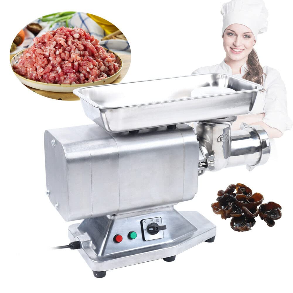 Premium 1100W Stainless Steel Electric Meat Grinder - 3-in-1 Sausage Stuffer & Mincer with Industrial Meat Slicer for Home & Commercial Use | Perfect for Restaurants, Butcher Shops & Home Kitchens
