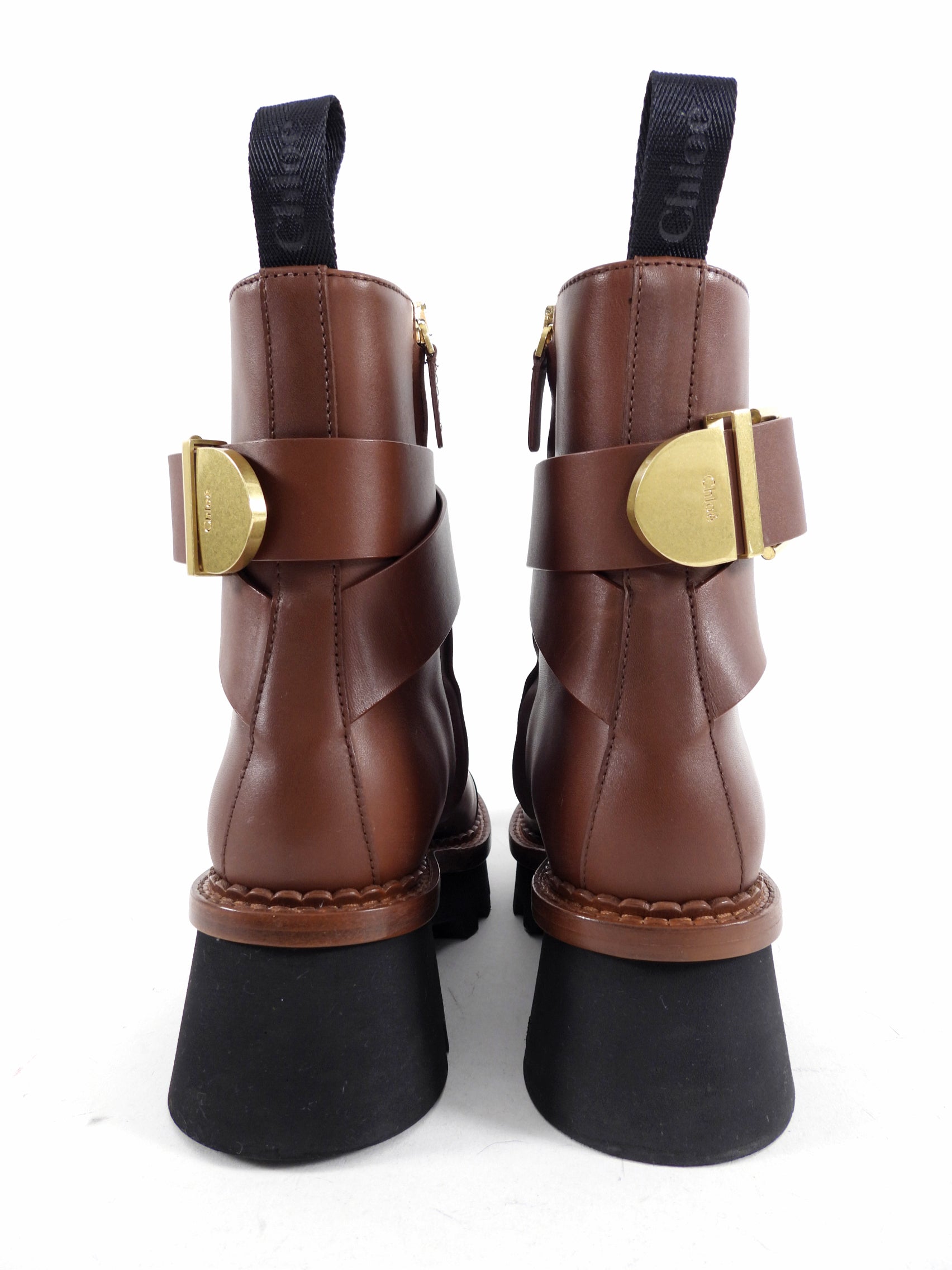 Chloe Owena Women's Brown Leather Ankle Boots Size 37 - Stylish & Comfortable for Fall/Winter Fashion, Office Wear & Casual Outings