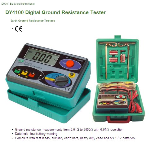 DUOYI DY4100 Digital Earth Ground Resistance Tester Meter - Professional Soil Resistivity Measurement Tool for Electricians & Engineers | Perfect for Home Wiring, Industrial Sites & Solar Panel Installations