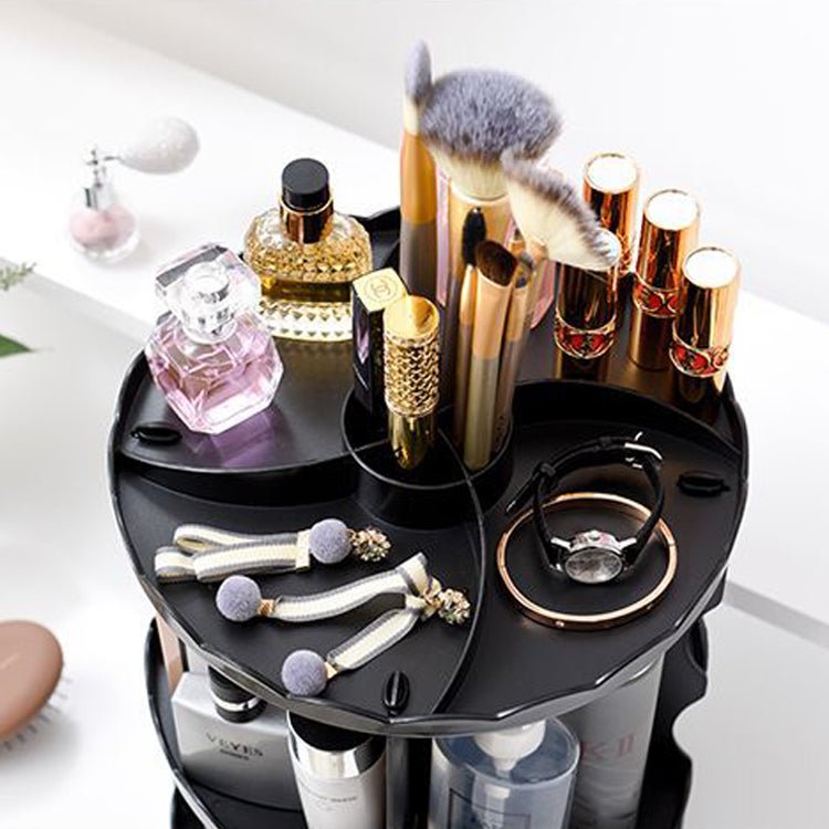 360 Degree Rotating Makeup Organizer - Large Capacity Cosmetic Storage Case with Mirror | Perfect for Vanity, Bathroom & Travel Organization (Model 9006)