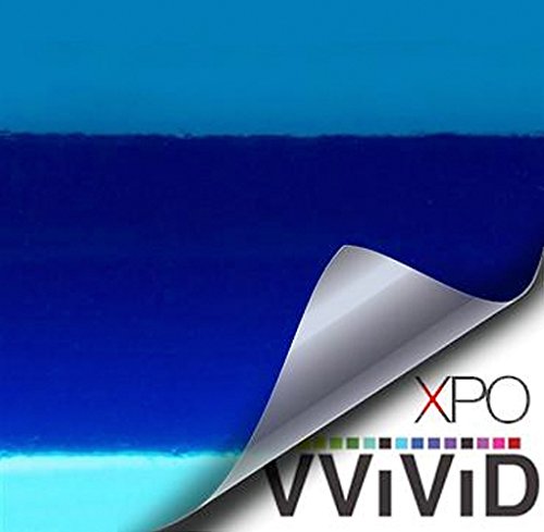 VViViD Blue Mirror Chrome Vinyl Wrap Film - 100ft x 5ft Bulk Roll - Self-Adhesive Air Release Car Wrap for Vehicles, Boats, Furniture - High Gloss Reflective Finish - Easy DIY Installation for Auto Customization & Home Decor