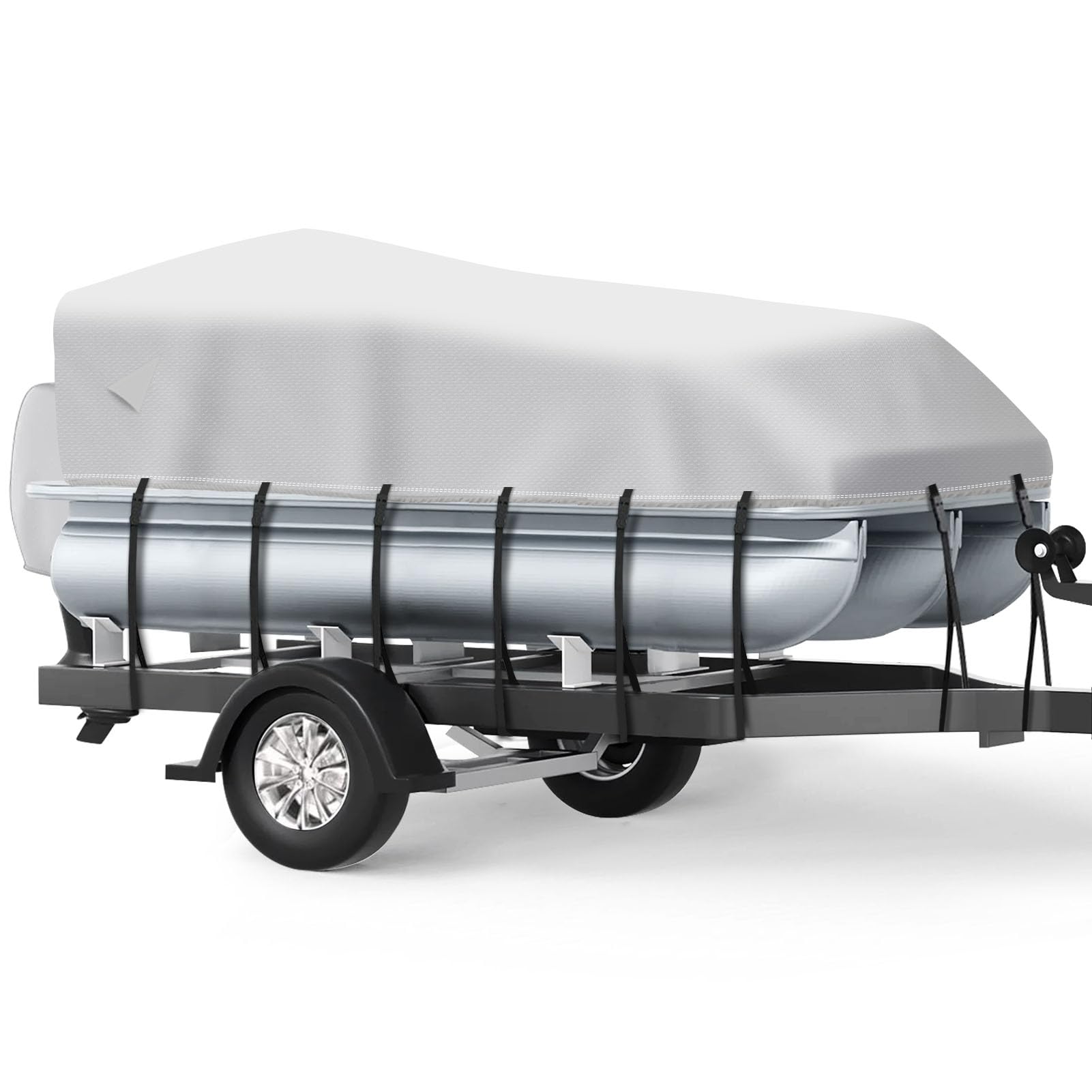**Waterproof 1200D Pontoon Boat Cover with Motor Cover - 21-24 FT Heavy Duty Canvas Boat Cover for Pontoon Boats (Gray) - Perfect for Outdoor Storage & Marine Protection**