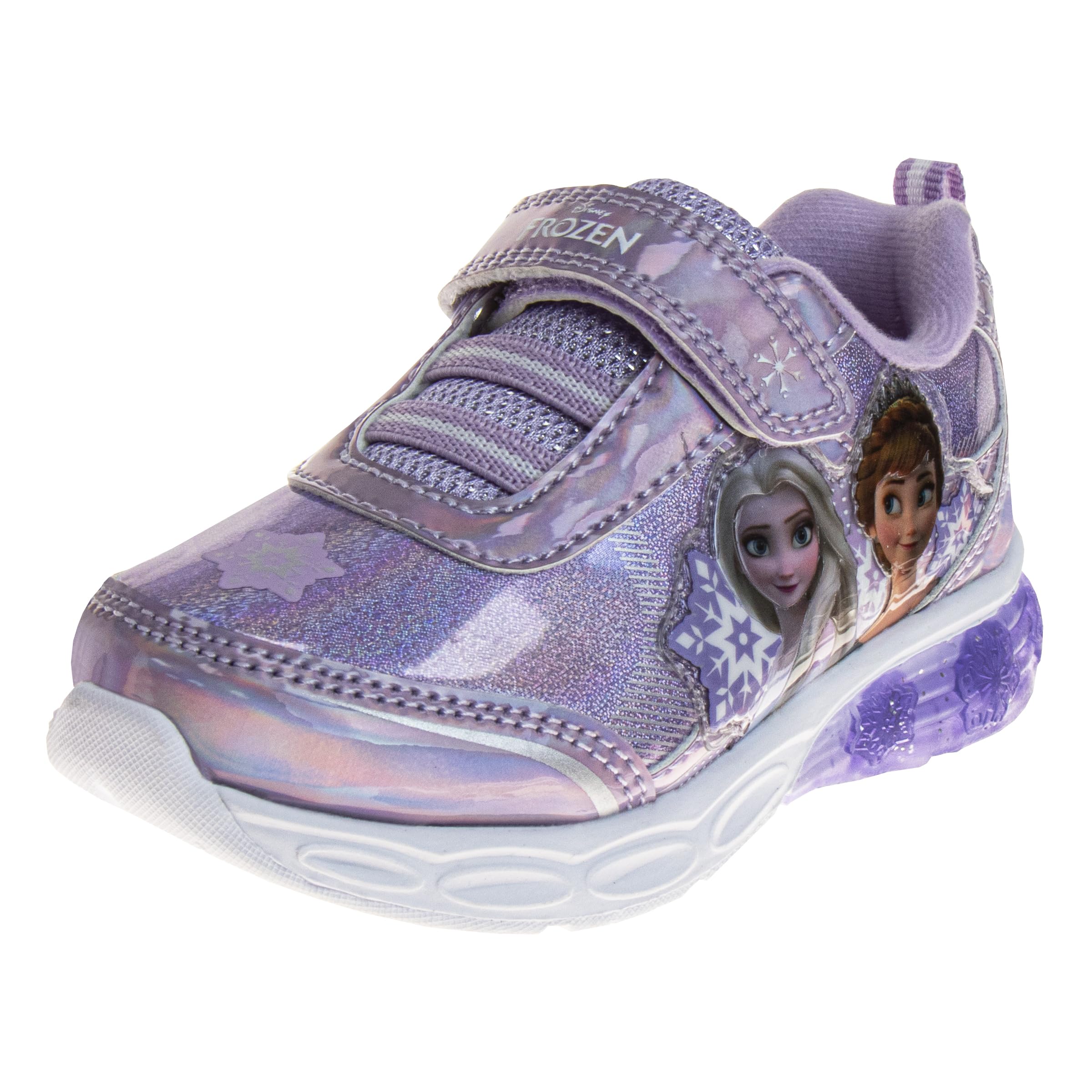 Disney Frozen Light Up Sneakers for Girls - Glow in The Dark No Tie Running Shoes for Toddler & Little Kid - Perfect for Playtime, School & Outdoor Activities