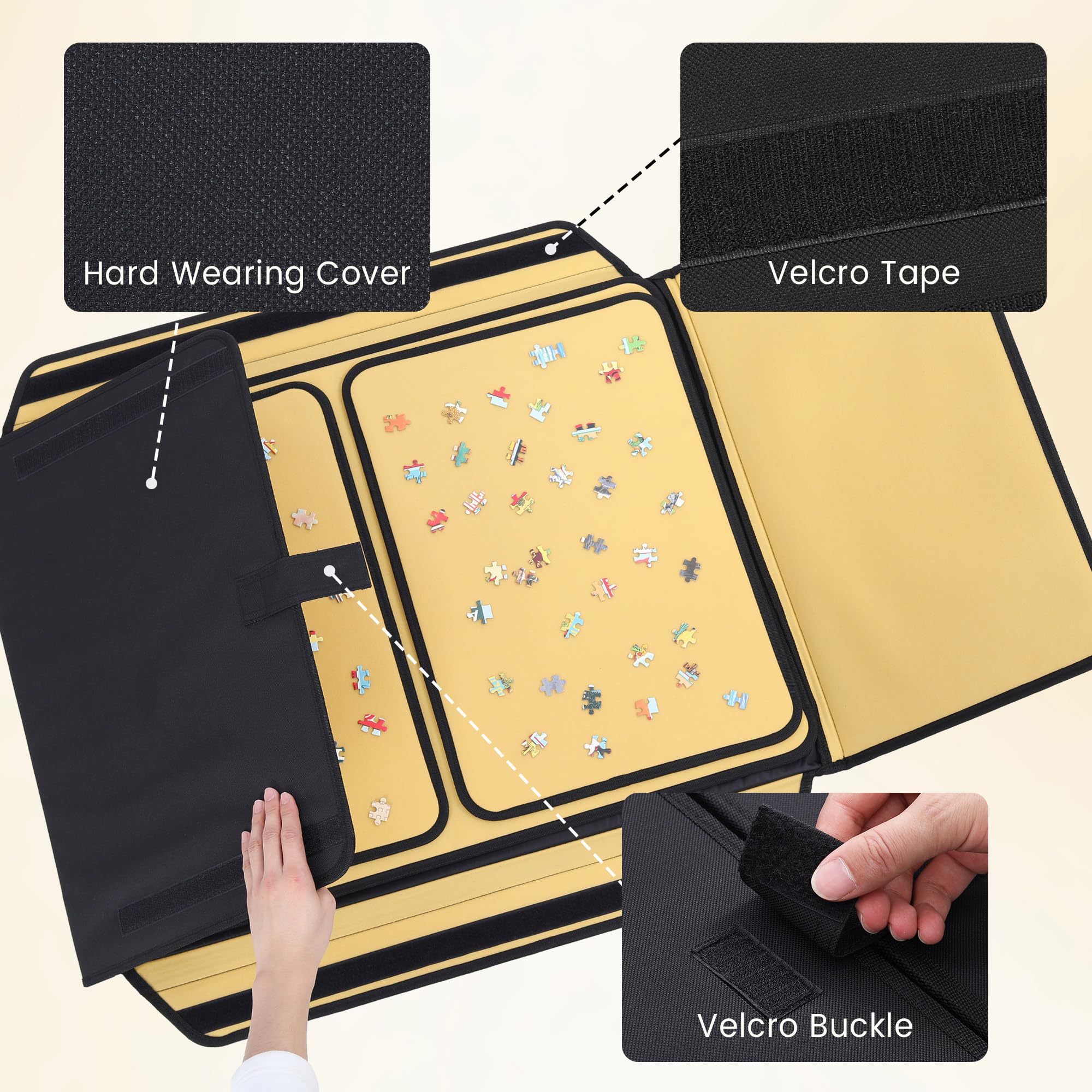 1000 Piece Jigsaw Puzzle Carry Case - Portable Puzzle Mat with Non-Slip Flannel Surface, Sorting Trays & Table Board Caddy - Heavy Duty Double Stitched Storage Solution for Adults & Kids - Perfect for Travel, Home, and Puzzle Parties