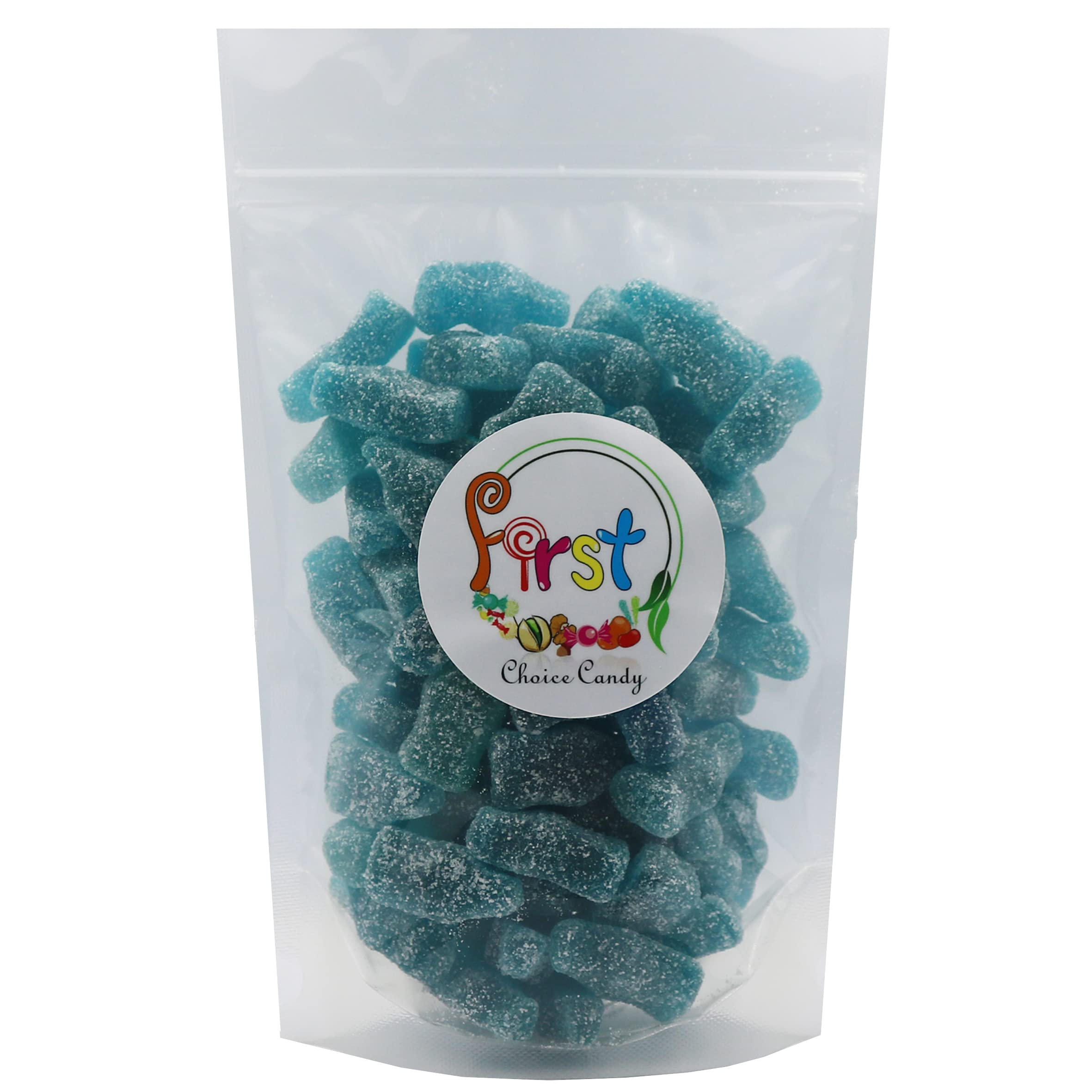 FirstChoiceCandy Sour Mini Gummy Soda Bottles - Blue Raspberry Flavor - 2 Pound Bulk Candy - Perfect for Birthday Parties, Halloween Treats & Movie Night Snacks