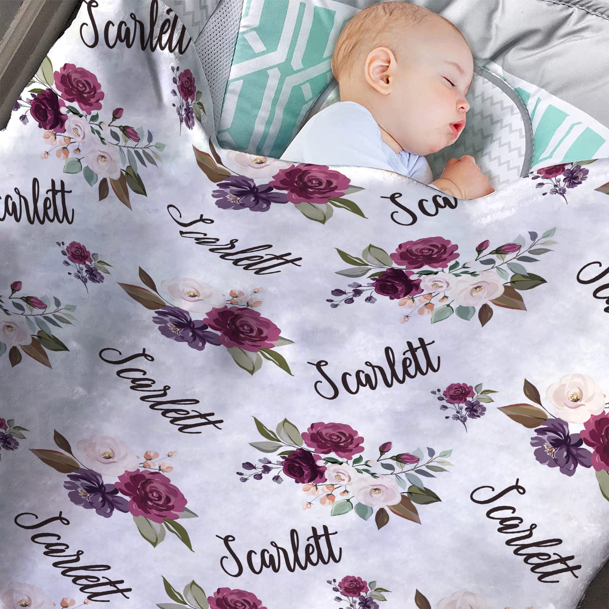 Personalized Baby Blanket with Name - Custom Embroidered Soft Blanket for Newborns, Infants & Toddlers - Perfect Baby Shower Gift, Nursery Essential & Name Reveal Keepsake - Ideal for Crib, Stroller & Snuggling