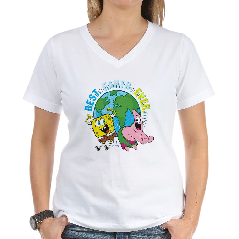 Spongebob Squarepants Best Women's V-Neck T-Shirt | Funny Cartoon Graphic Tee | CafePress Official | Perfect for Casual Wear, Cosplay & Gift Giving