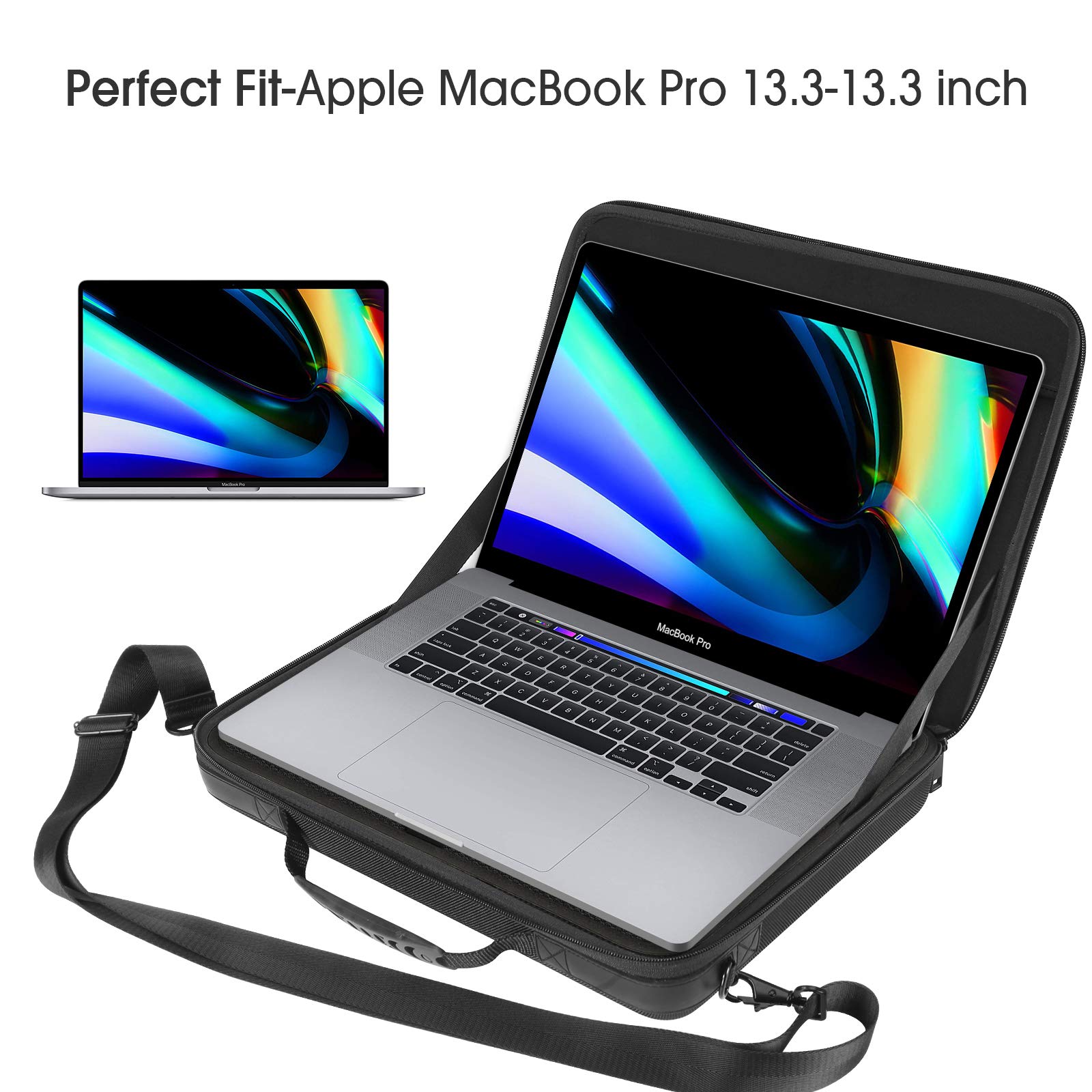Smatree 13-14 Inch Laptop Shoulder Bag for MacBook Pro & Air - Durable Hard Shell Case with Accessory Compartment (UK/EU Power Plug Compatible) - Perfect for Business Travel, Commuting & College
