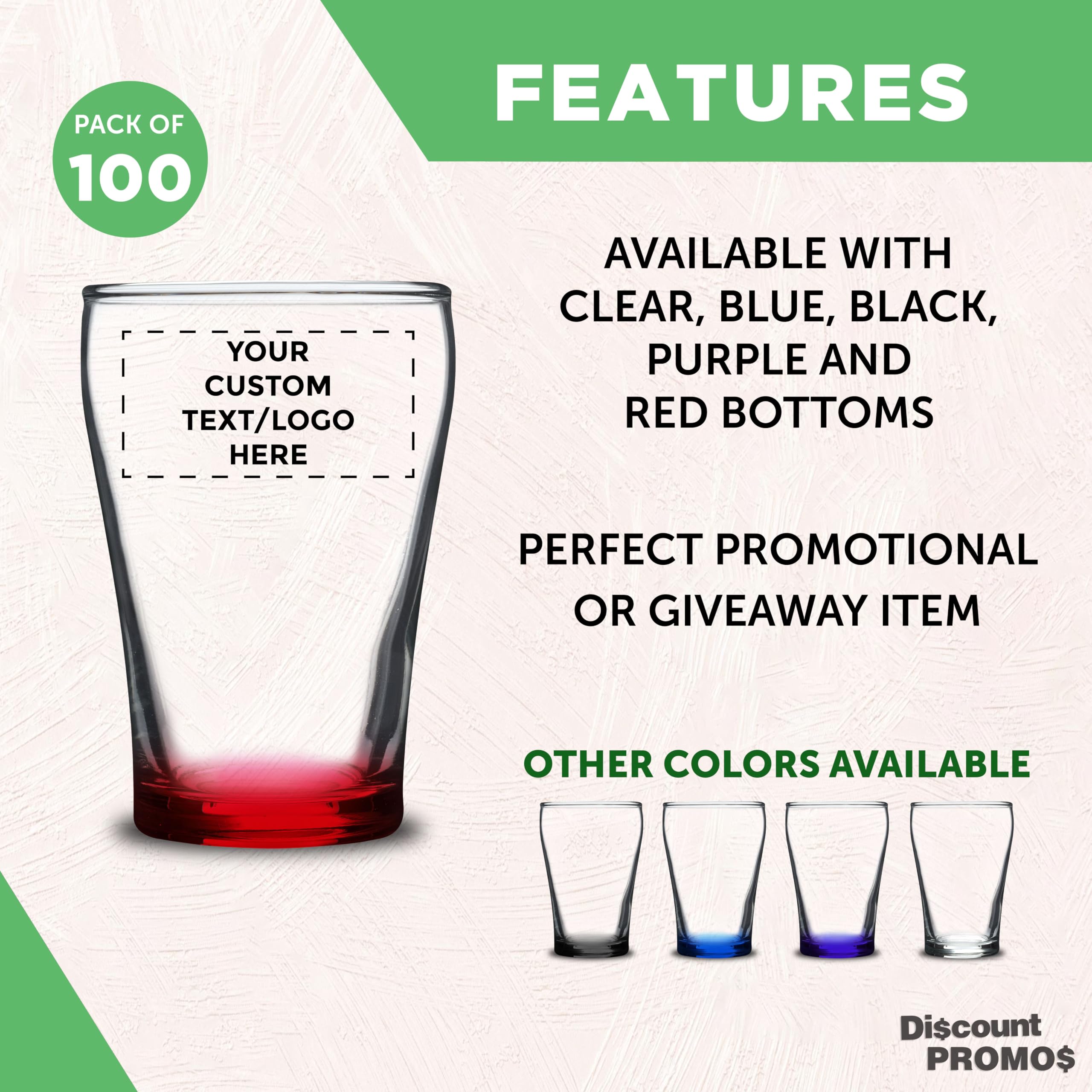 100-Pack Custom Printed Shot Glasses 5.5 oz Bulk - Personalized Barware for Weddings, Parties, Birthdays & Events - Red - Perfect for Bartending, Gifts & Promotional Giveaways