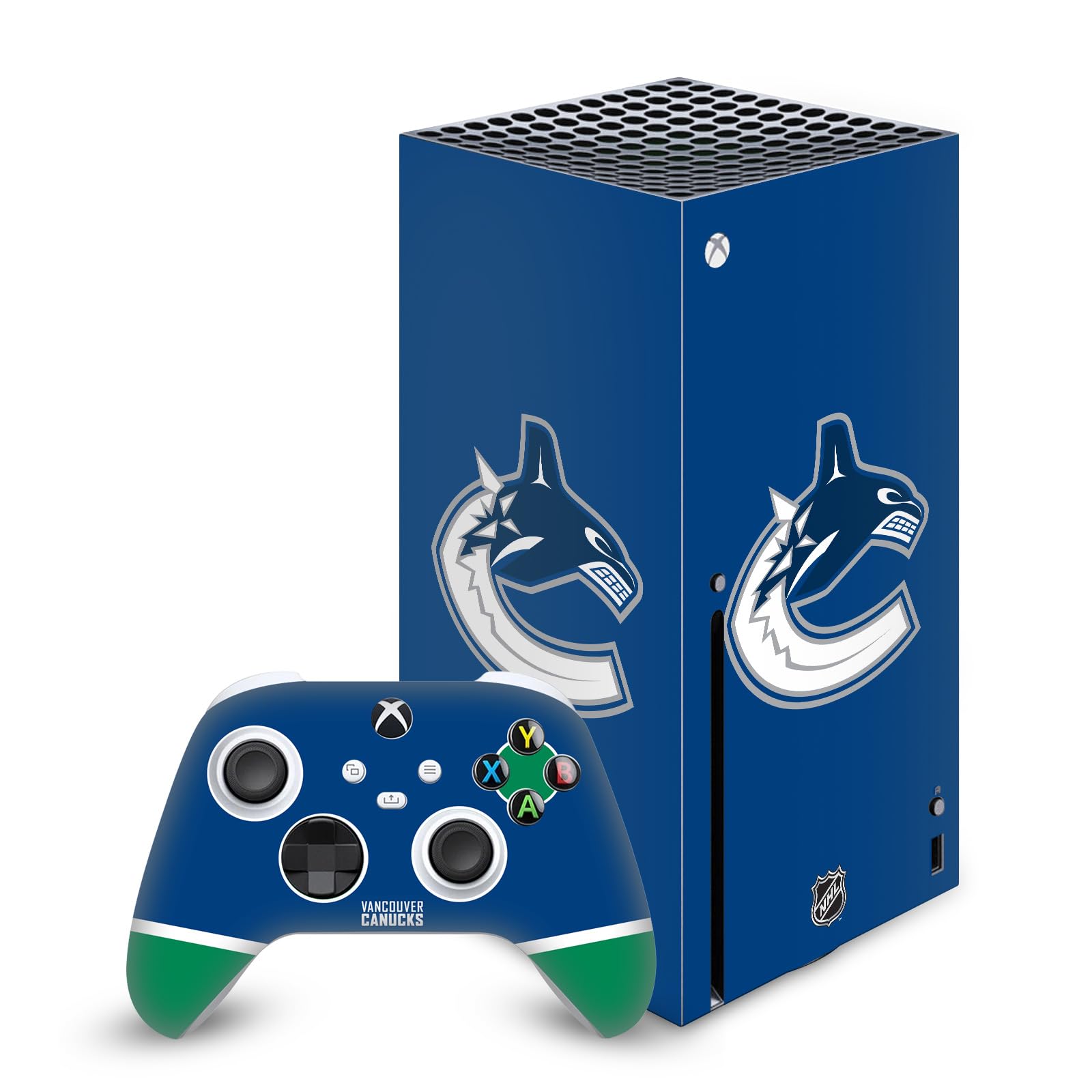 Official NHL Vancouver Canucks Vinyl Skin Decal Sticker Bundle - Compatible with Xbox Series X Console & Controller - Custom Gaming Protection for Enhanced Play Experience