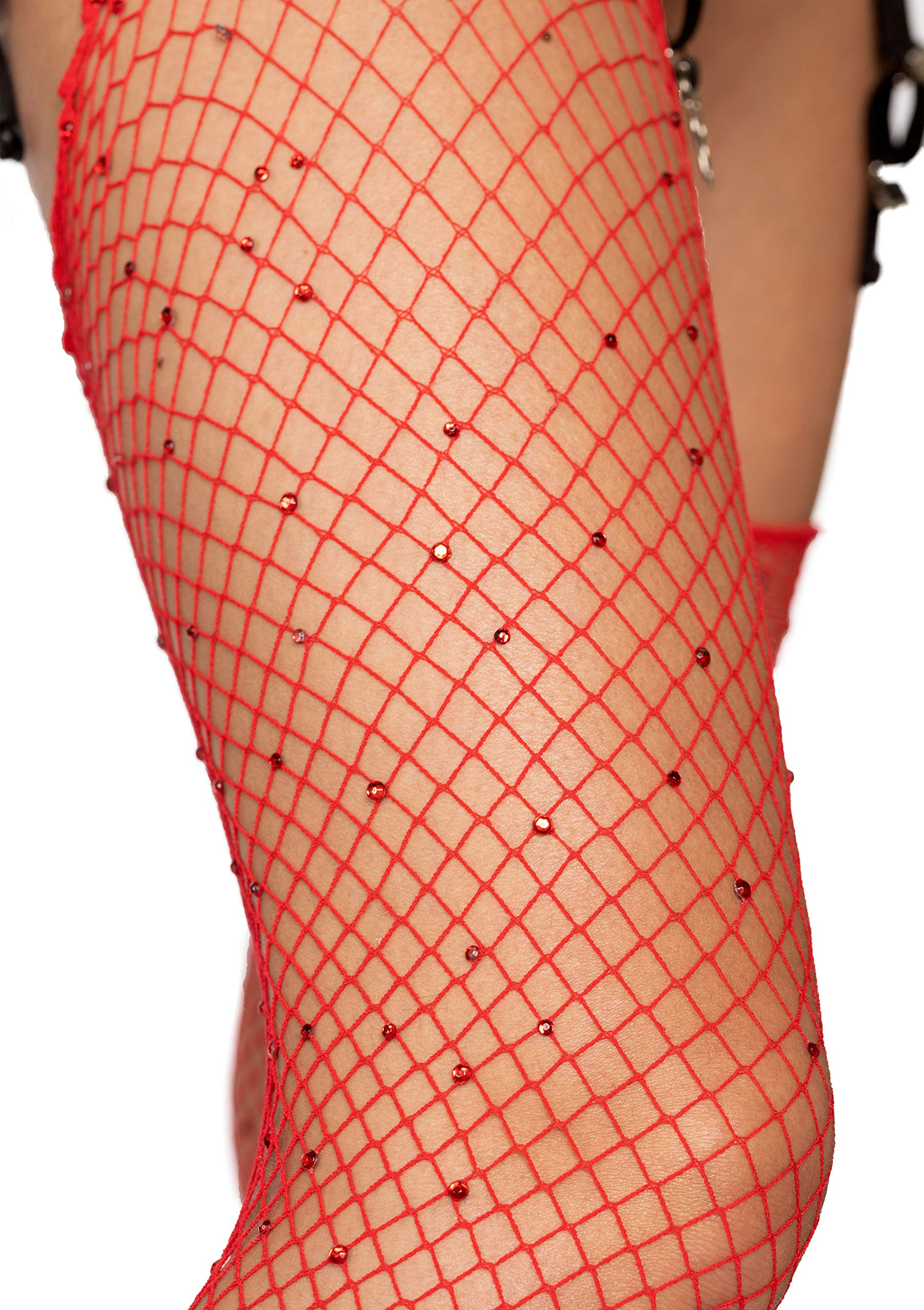Leg Avenue Women's Unfinished Top Industrial Fishnet Stockings - Sexy Gothic Fishnet Tights for Cosplay, Halloween & Burlesque Outfits - Perfect for Costume Parties, Dance Performances & Fashion Shows