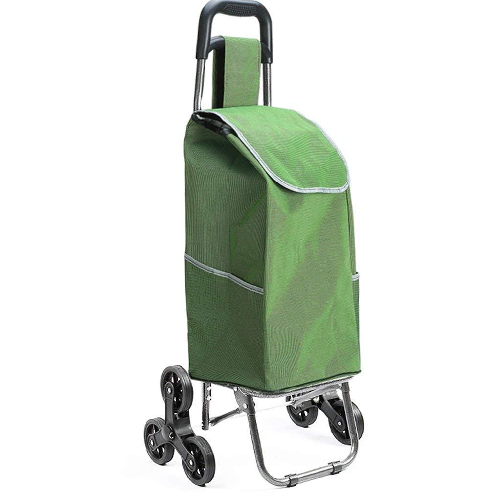 Foldable Shopping Cart with Wheels - Portable Grocery Trolley, Stair Climbing Cart & Luggage Carrier (Green) | Perfect for Grocery Shopping, Market Trips & Apartment Living