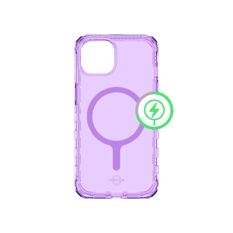 iTSKINS SUPREME MAGCLEAR Magnetic Phone Case for iPhone 14 Plus - Purple | Ultra-Thin Protective Cover with MagSafe Compatibility | Perfect for Work, Travel & Everyday Use