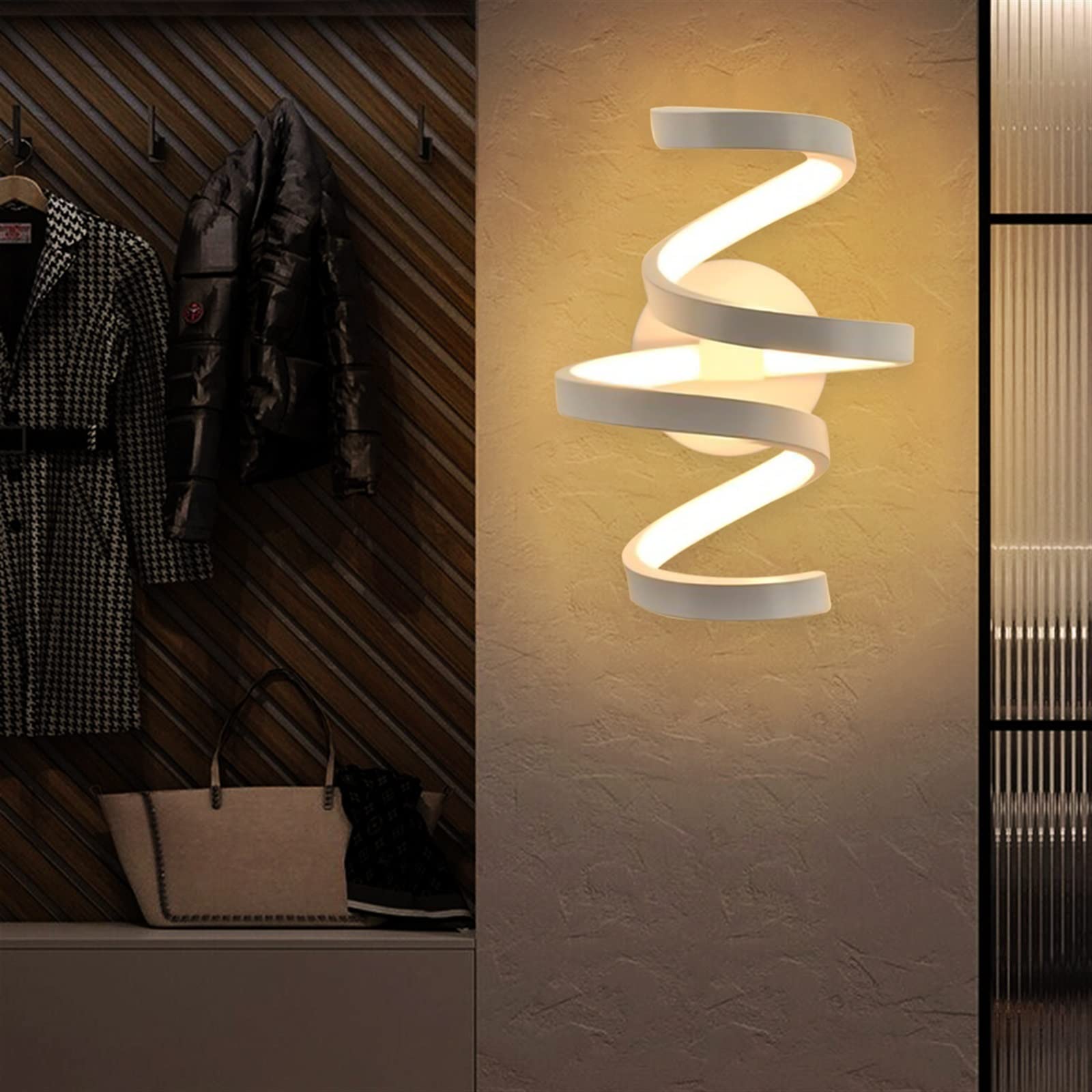 Modern Spiral LED Wall Light - Energy Efficient Wall Mounted Lamp for Bedroom, Living Room, Stairs | Home Decor Lighting for Aisle, Bedside & Interior Design