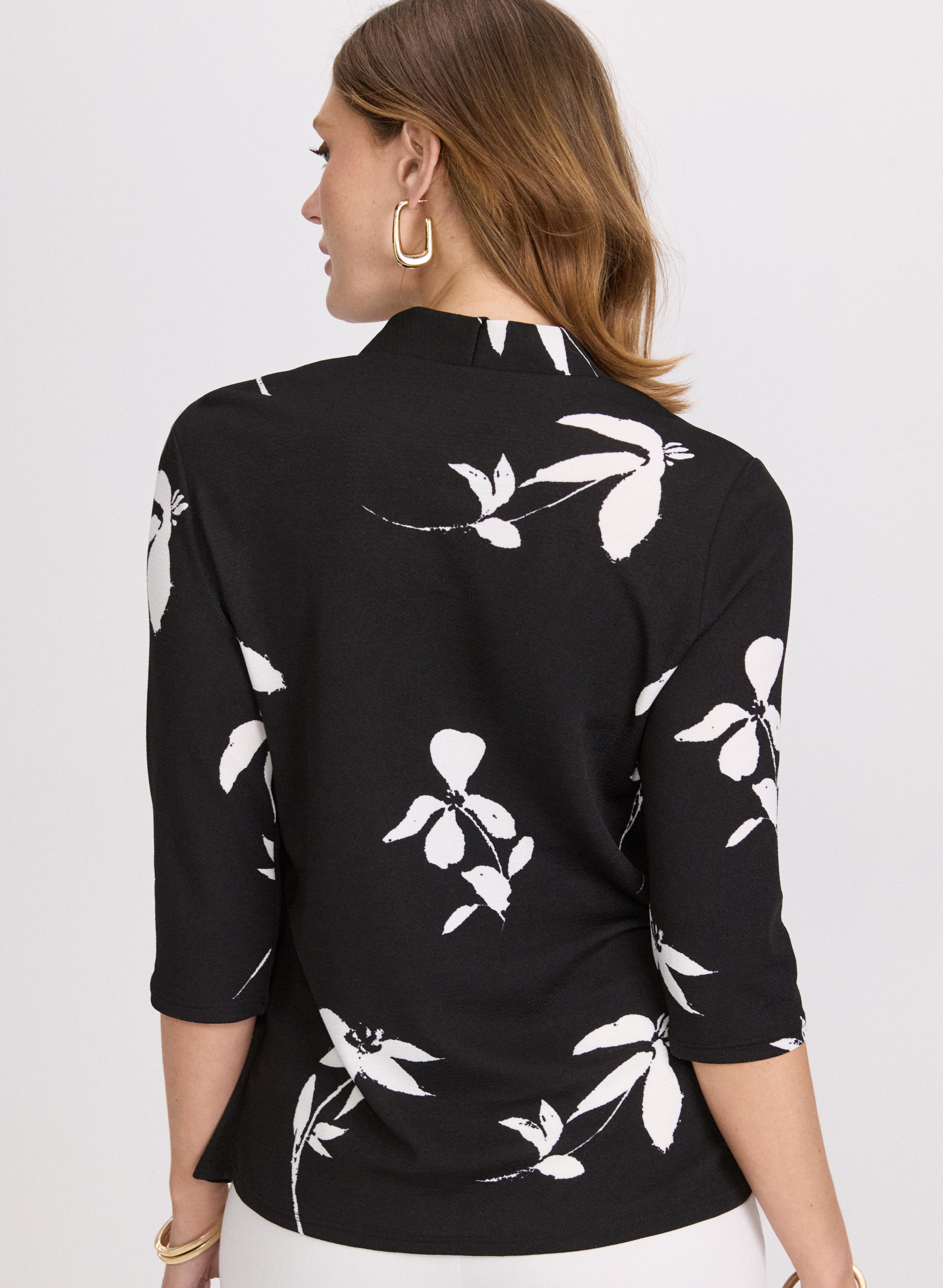 Floral Print Illusion Top for Women - Elegant Blouse for Spring & Summer, Perfect for Parties, Dates & Office Wear