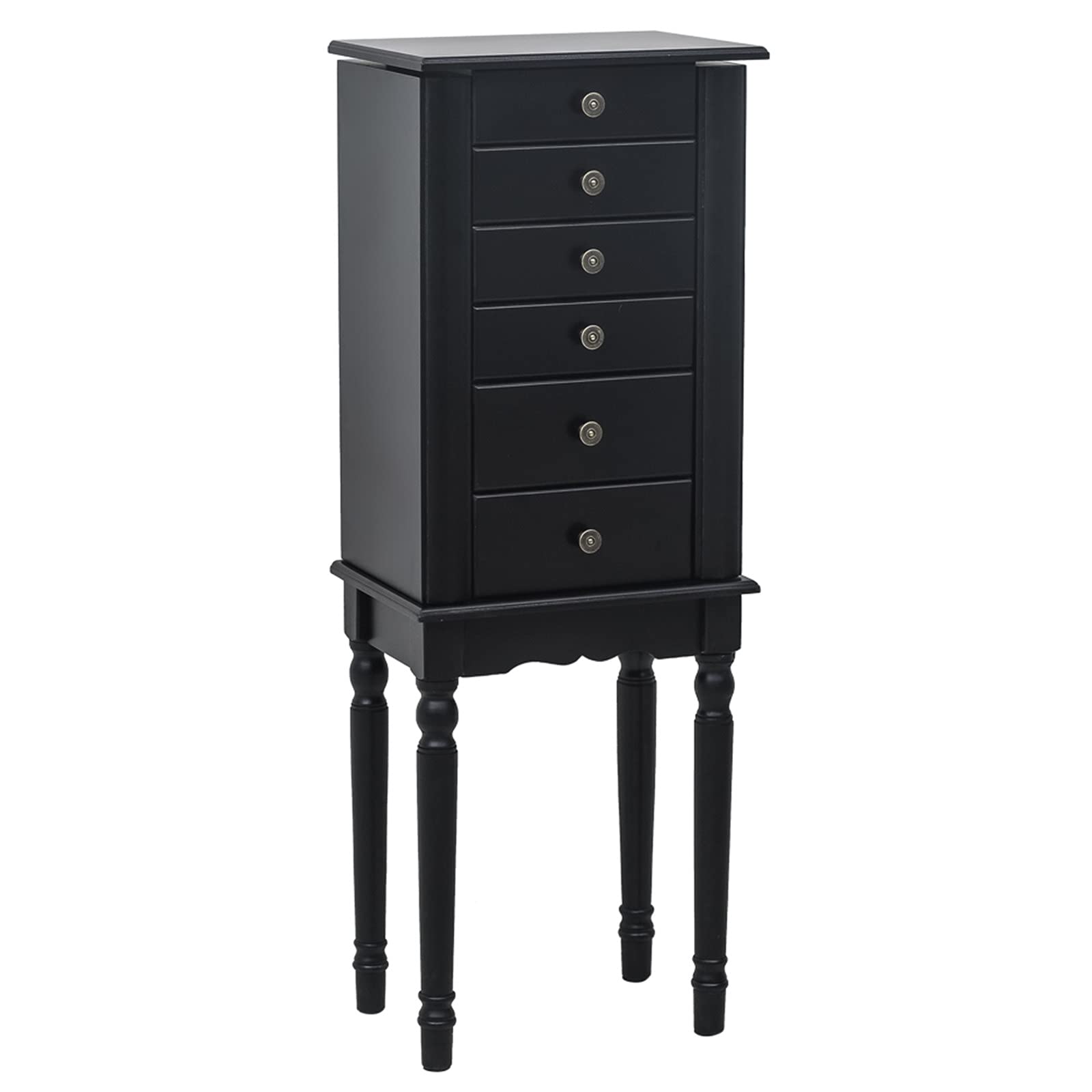WiCCI Standing Jewelry Armoire with Mirror & Drawers - Black Jewelry Cabinet for Bedroom Storage