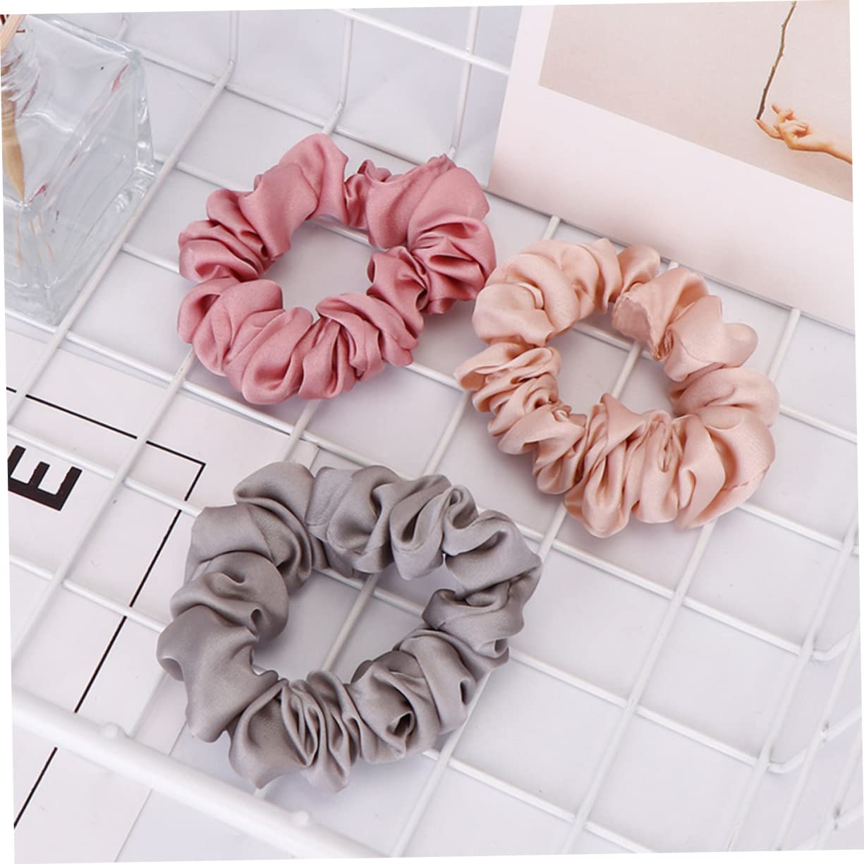 Minkissy 4 Pack Silk Scrunchies for Women - Soft Hair Ties & Ponytail Holders for Thin Hair, Gentle Hair Bands & Elastics - Perfect for Work, Gym, and Everyday Styling