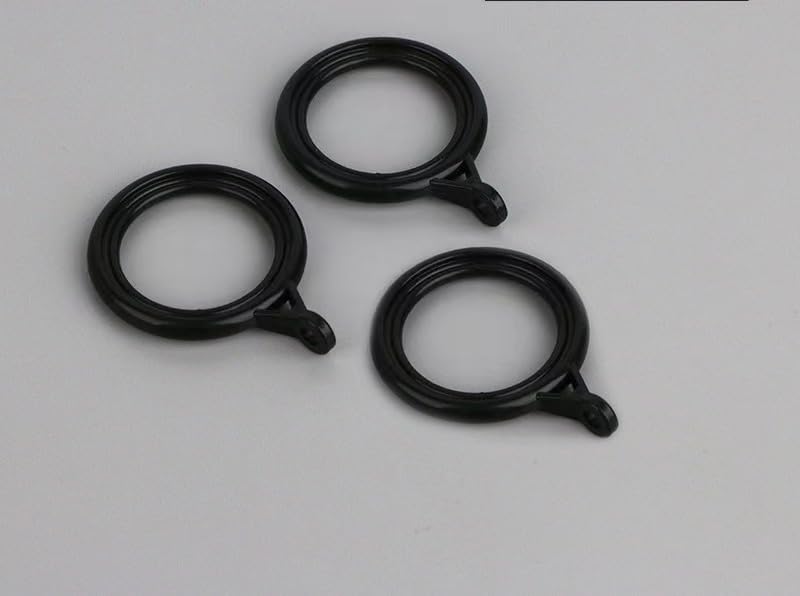 20 Pack Thick Plastic Curtain Rings - 35mm Inner Diameter Hanging Hooks for Bedroom, Shower, Doorway & Window Curtains (Black/White/Rose Gold/Wine Red) - Durable & Easy to Install for Home & Office Use