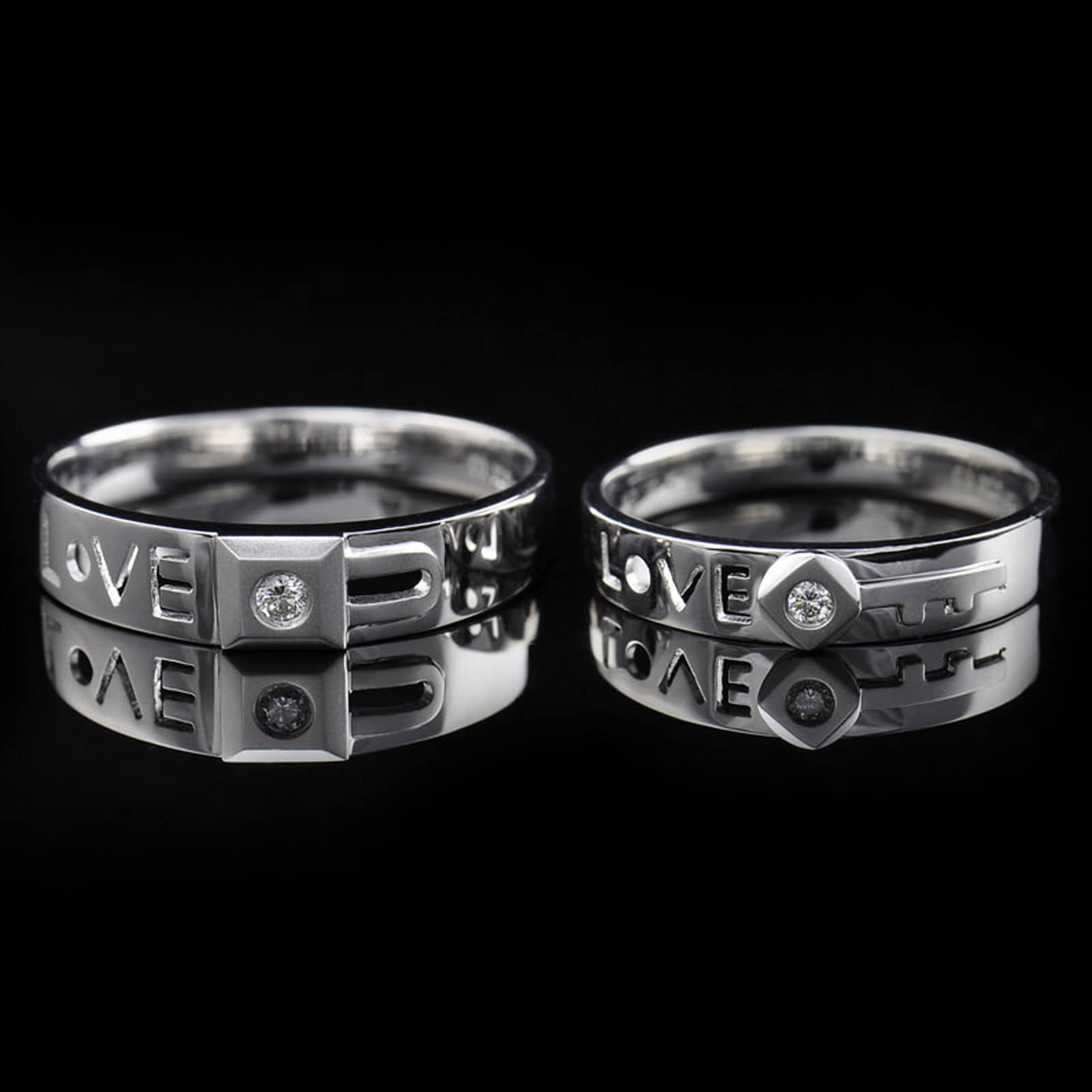 Diamond Matching Couples Rings for Him and Her - Sterling Silver/10K/14K/18K Wedding Promise Rings with Free Engraving - Perfect for Anniversaries, Engagements & Romantic Gifts
