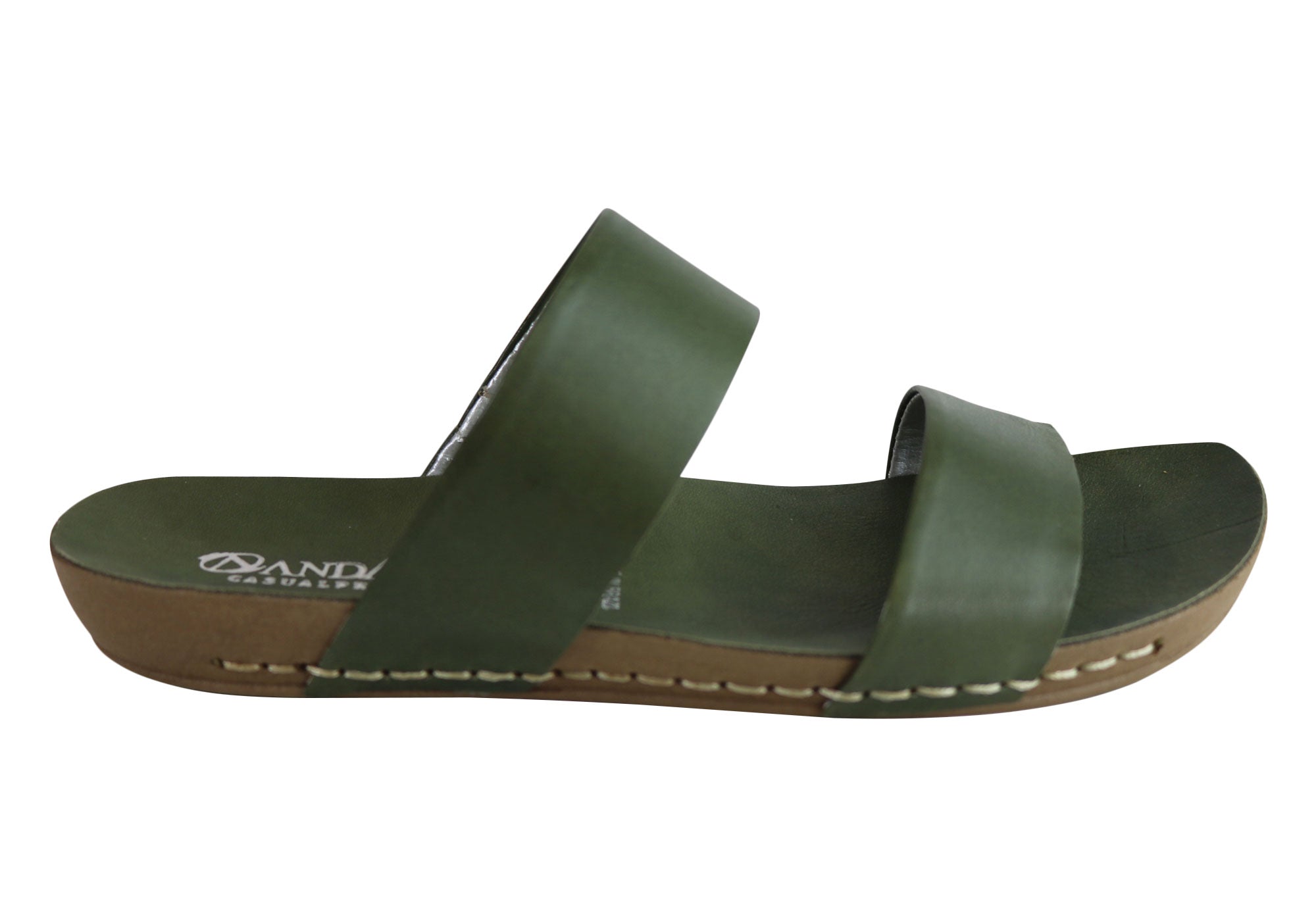 Andacco Mirage Women's Comfortable Leather Flat Sandals Slides - Handmade in Brazil - Perfect for Beach, Vacation & Summer Casual Wear