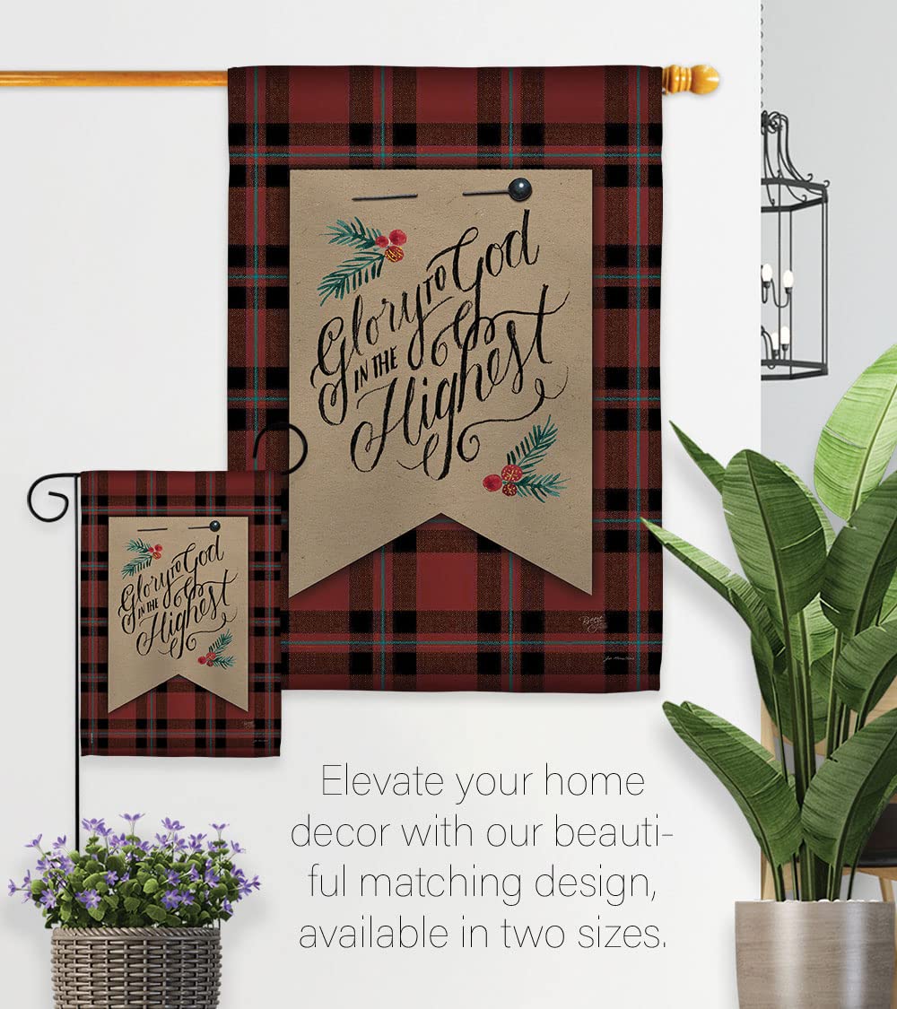 Christmas Garden Flag Set - Glory to God Winter Decor 13x18.5in for Holiday Yard