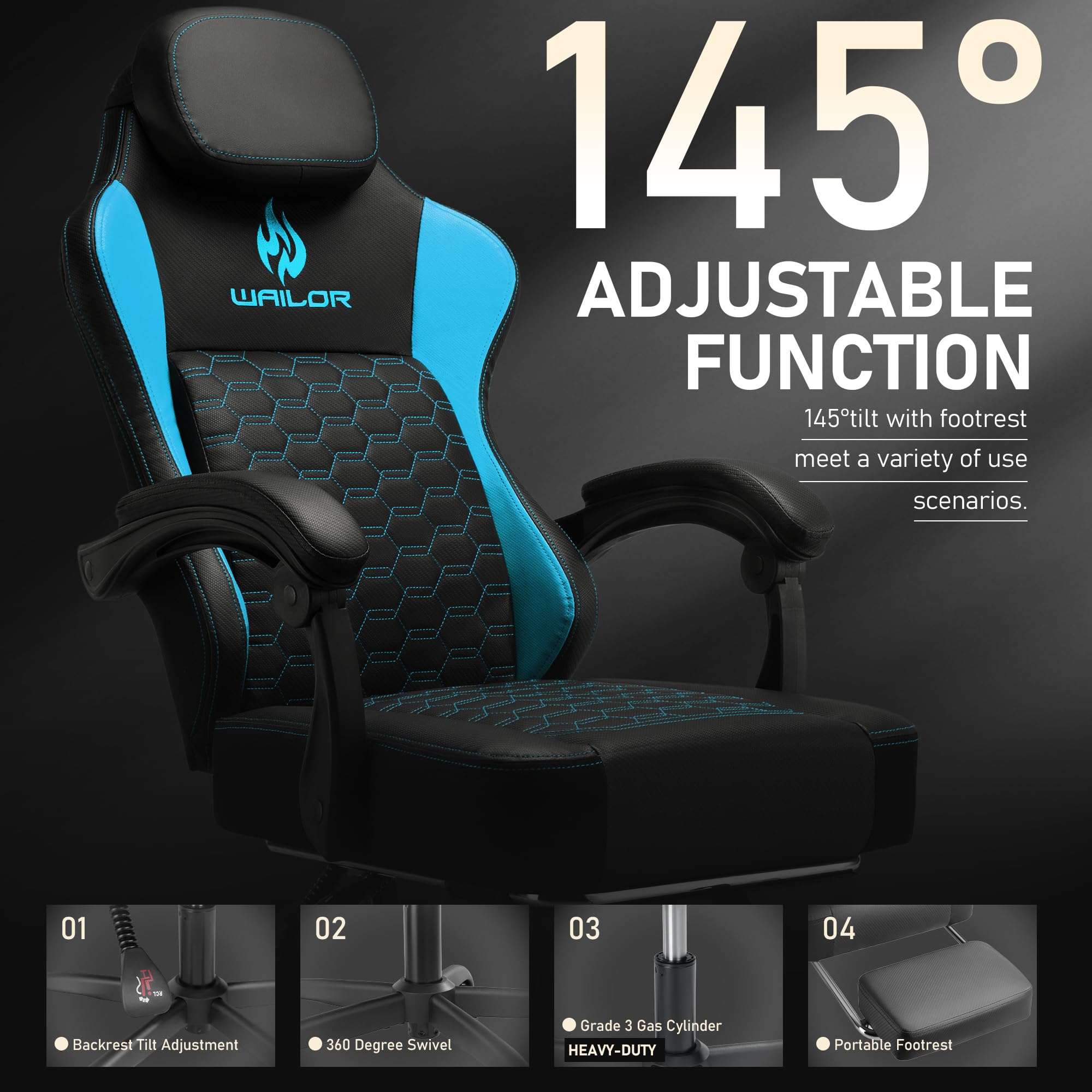 Premium Gaming Chair with Pocket Spring Cushion - Ergonomic High Back Computer Chair with Adjustable Footrest, Headrest & Lumbar Support - 300LBS Capacity for Office, Esports & Home Gaming Setup (Black/Red)