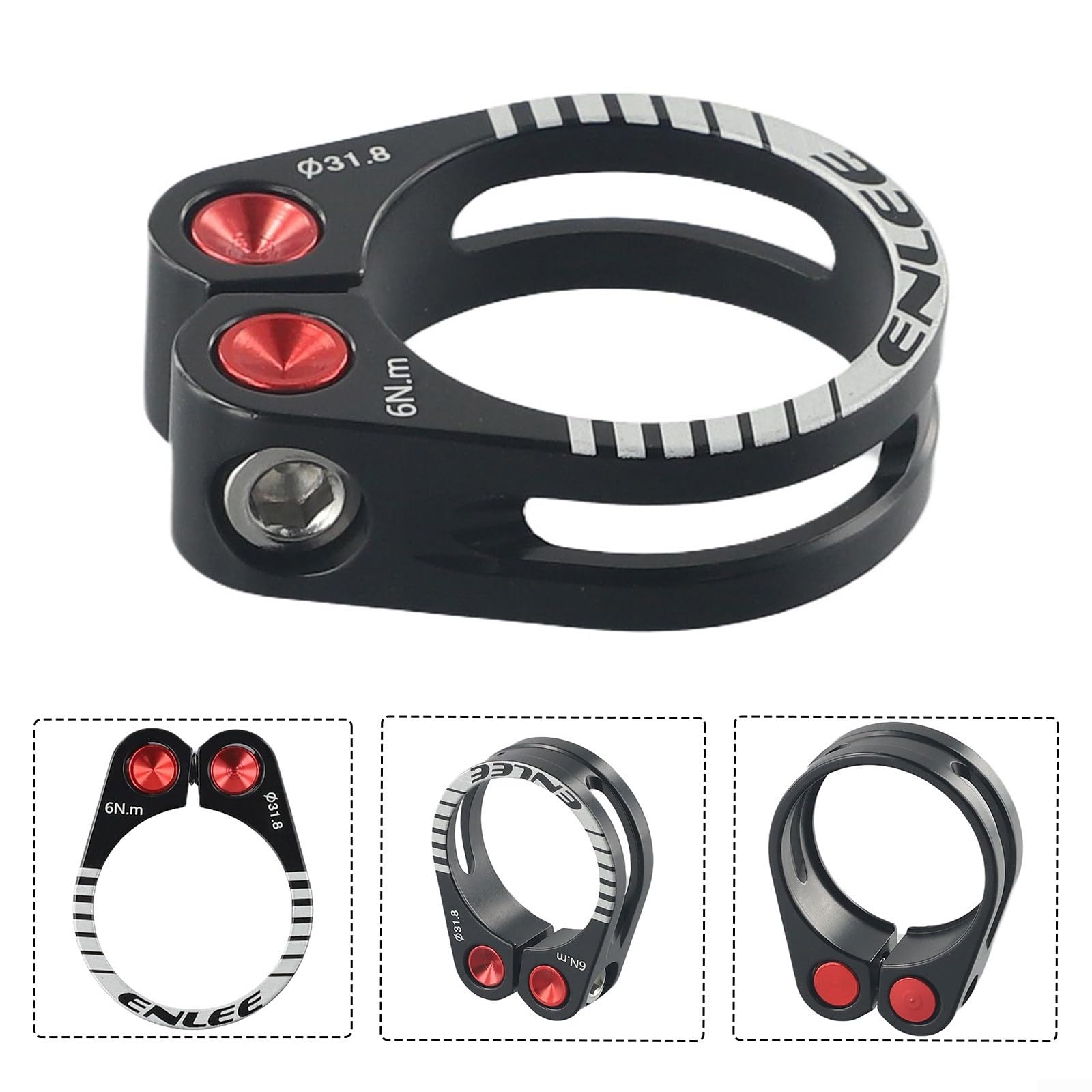Lightweight Aluminum Alloy Quick Release Bike Seat Post Clamp - 31.8mm & 34.9mm Sizes for Mountain Bikes - Durable Hollow Lock Design (Black) - Perfect for MTB Upgrades & Cycling Accessories