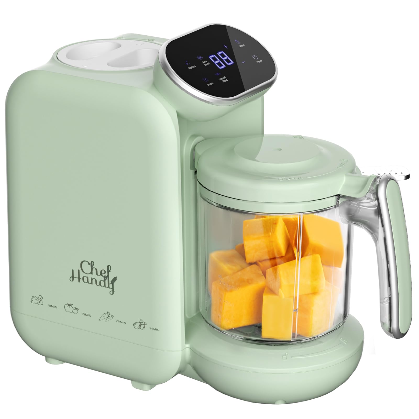 5-in-1 Baby Food Maker with Steaming Basket - Auto Cook & Grind Touch Screen Steamer Blender for Homemade Puree - Perfect for Making Healthy Baby Food at Home (Green)