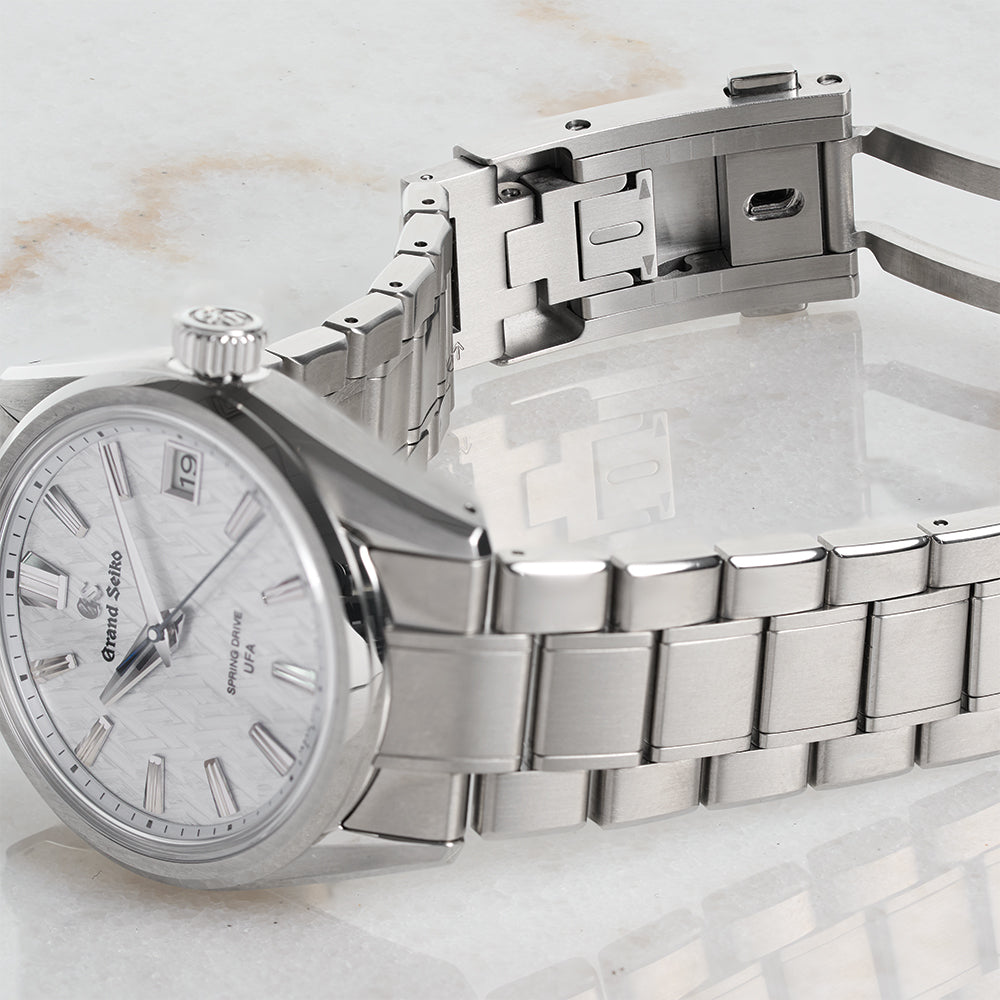 SLGB003 Evolution 9 Spring Drive UFA HI Titanium 37mm Watch - Silver Blue Dial on Bracelet - Luxury Automatic Timepiece for Men, Business & Formal Occasions