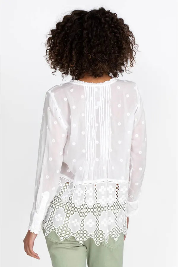 Baez Phaedra Blouse - Women's Elegant White Top for Casual & Office Wear | Perfect for Work, Date Night & Special Occasions
