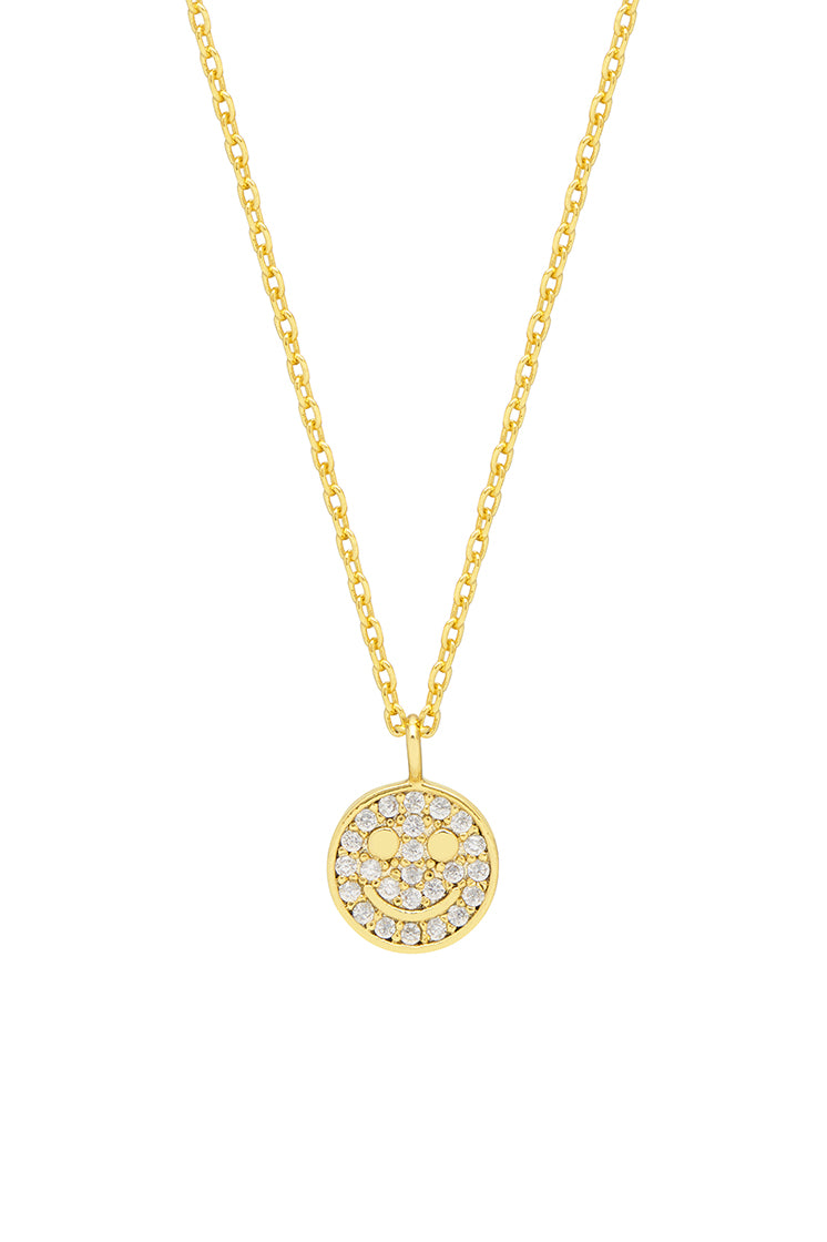 Pave Smile Pendant Necklace - Dainty Gold or Silver Layering Jewelry for Women - Perfect for Everyday Wear, Gift Giving & Special Occasions