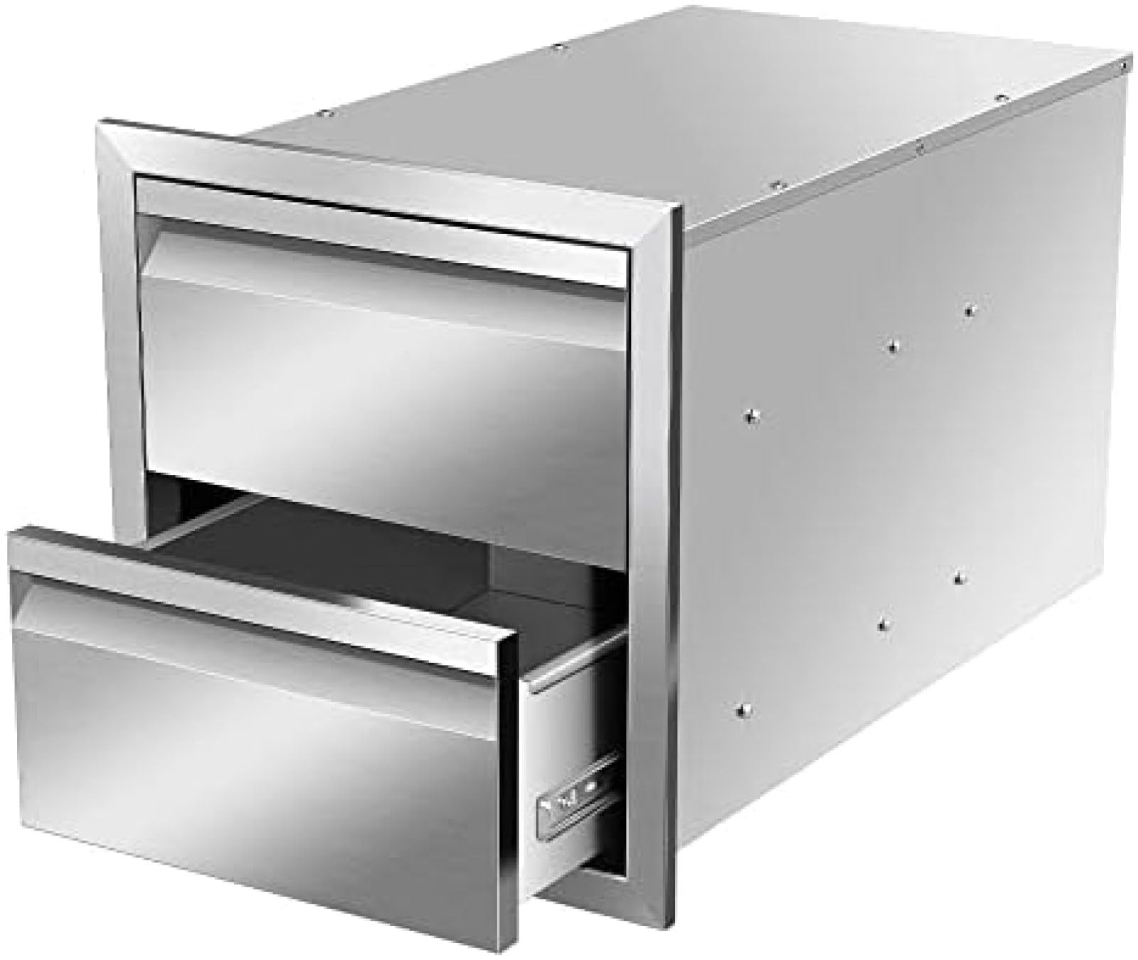 Stainless Steel Triple Layer Outdoor Kitchen Drawers - 14W x 15H x 23D Inch Flush Mount BBQ Storage Drawers for Patio Grill Station & BBQ Island - Perfect for Organizing Utensils, Spices, and Grilling Accessories