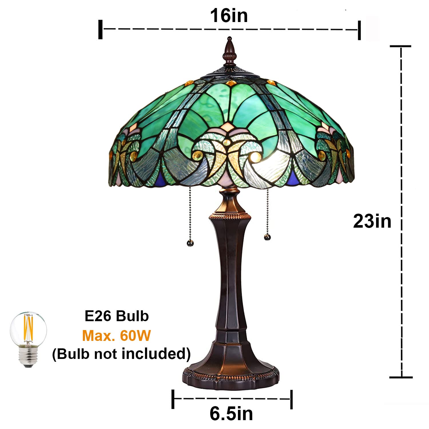 Tiffany Style Stained Glass Table Lamp & Floor Lamp Set of 2 - Elegant Reading Light for Living Room, Bedroom, Office - Perfect for Home Decor, Study Nook & Cozy Reading Corner