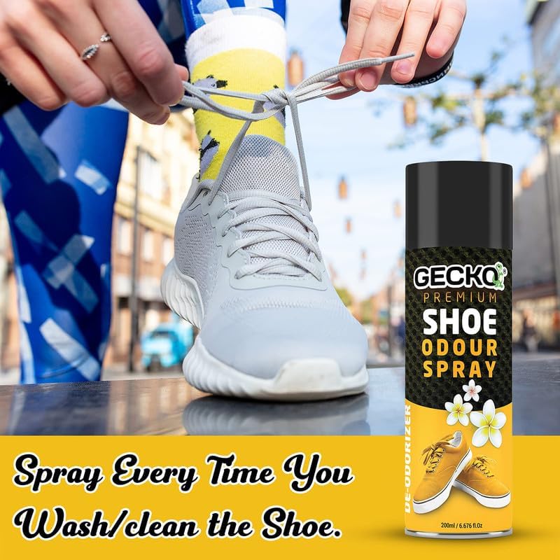 Natural Shoe Odor Eliminator Spray - Gecko Foot & Shoe Deodorizer for Smelly Shoes - Fresh Scent, Long-Lasting Protection - Perfect for Gym, Sports, Work & Travel (Pack of 1)