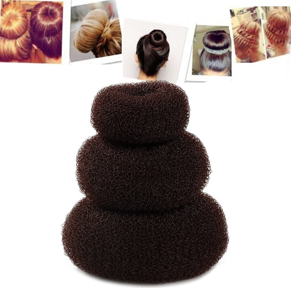 Wendy Mall Brown: 3-Piece Women's Magic Hair Donut Bun Maker Set - Small, Medium & Large Round Chignon Styler Accessories (Brown) | Perfect for Updos, Ponytails & Formal Hairstyles