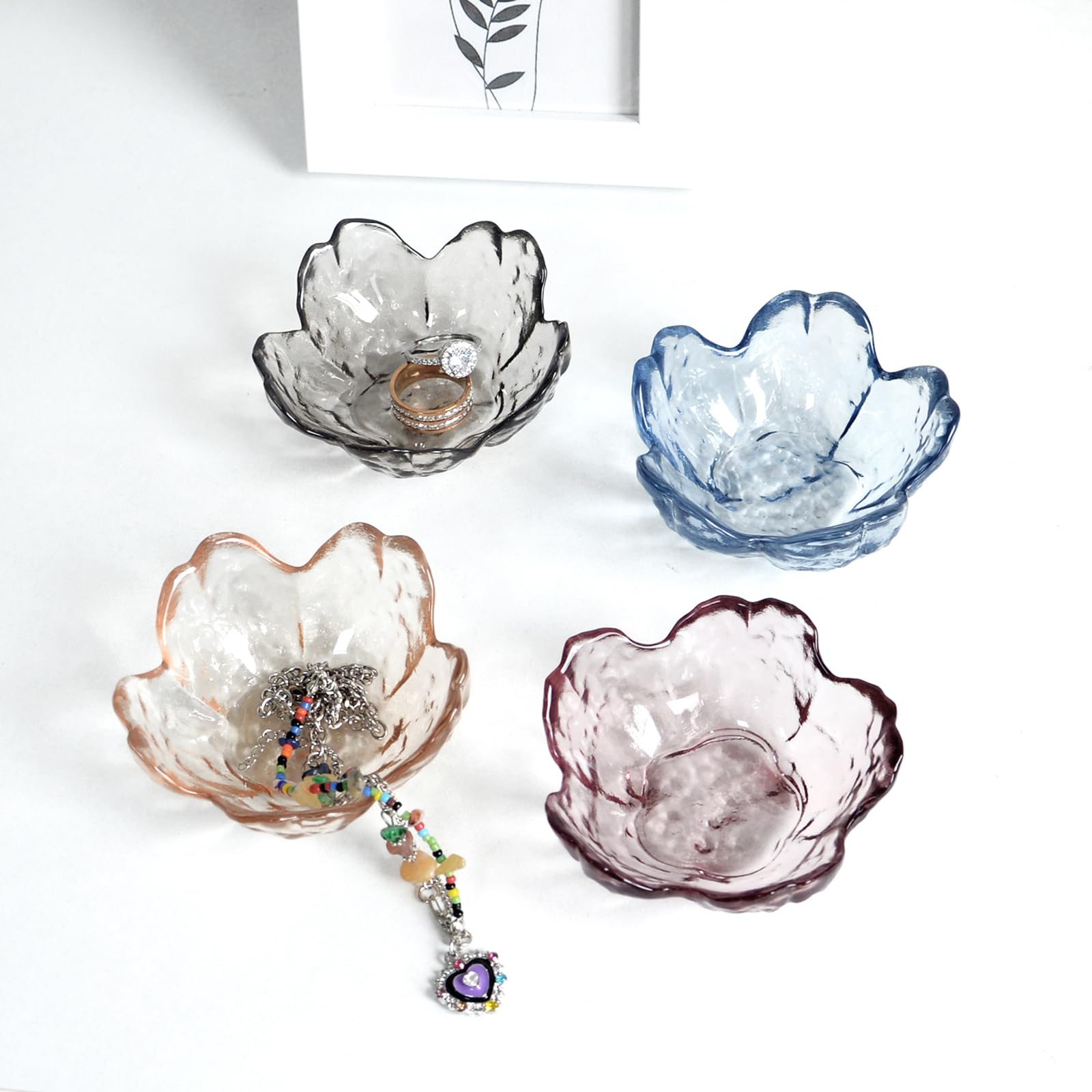 Crystal Blue Flower Ring Dish - Jewelry Tray for Vanity & Home Decor