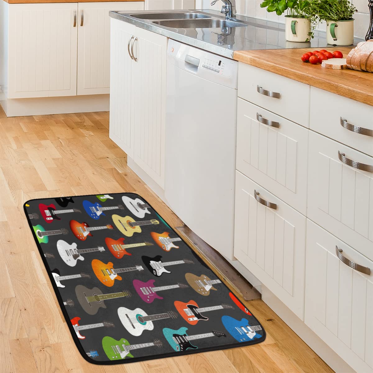 Pardick Non-Slip Music Theme Kitchen Rugs - Washable Absorbent Anti-Fatigue Memory Foam Mat for Kitchen, Bathroom & Entryway (39x20 Inches) - Perfect for Musicians, Home Chefs & High-Traffic Areas