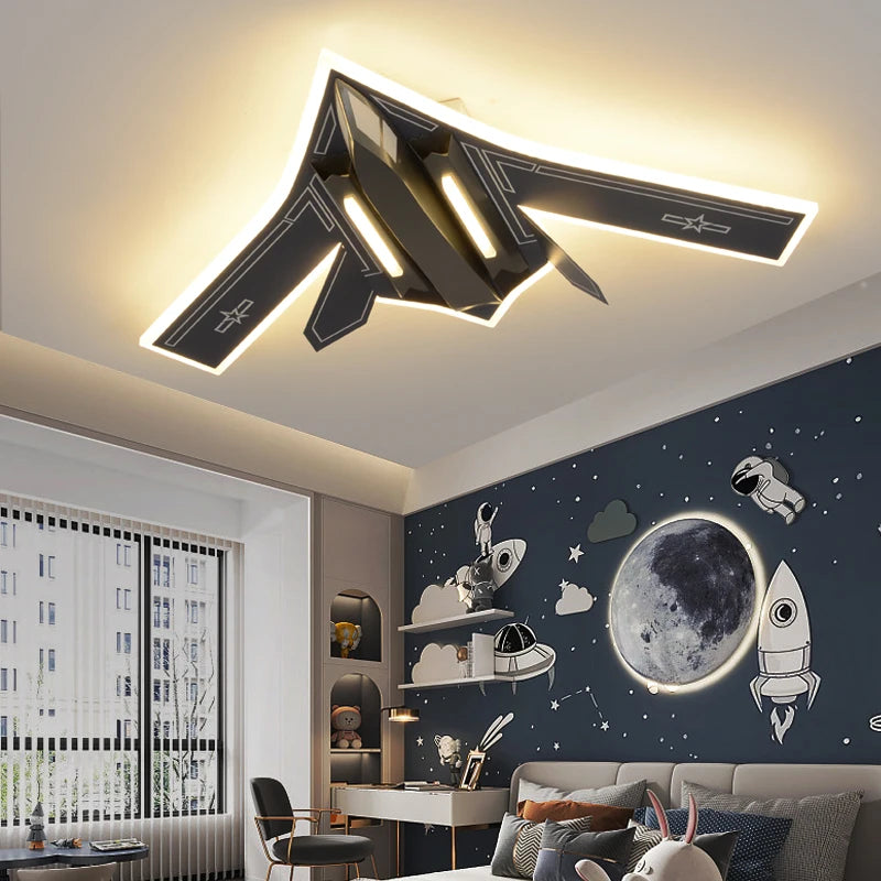 Fighter Jet Air Force One Ceiling Light for Kids Room - Military Aircraft Themed LED Night Light for Boys Bedroom, Nursery & Playroom - Perfect for Aviation Enthusiasts & Children's Decor
