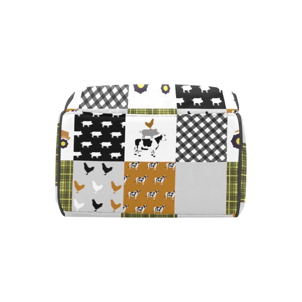 Personalized Name Diaper Backpack - Farm Animal Themed (Cow, Pig, Chick) Multifunctional Travel Backpack for Parents - Waterproof Baby Nappy Bag with Insulated Pocket - Perfect for Daycare, Park Outings & Family Travel