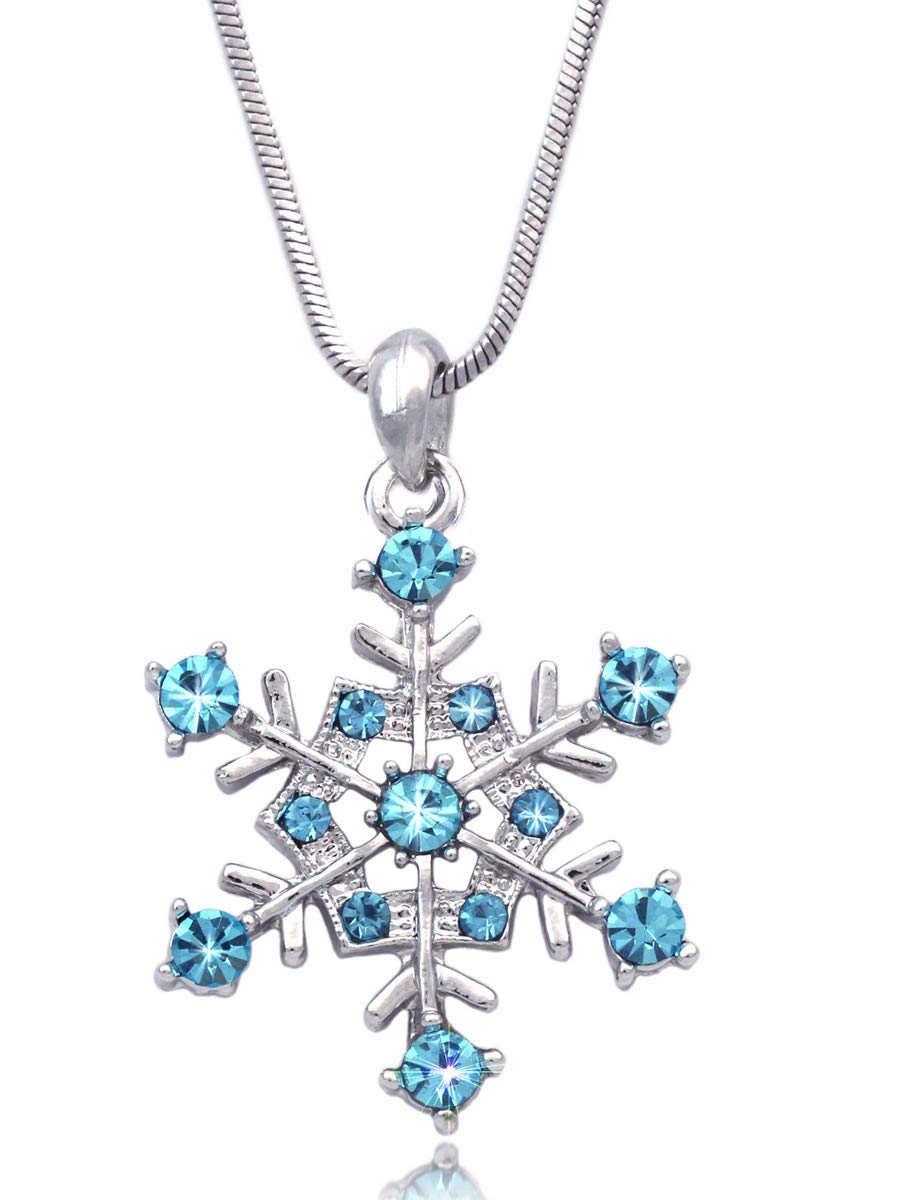 Snowflake Pendant Necklace for Women - Elegant Bridesmaid Jewelry, Christmas Holiday Party Necklace, Sterling Silver Winter Snowflake Charm - Perfect for Weddings, Prom, Christmas Gifts & Winter Fashion Accessories