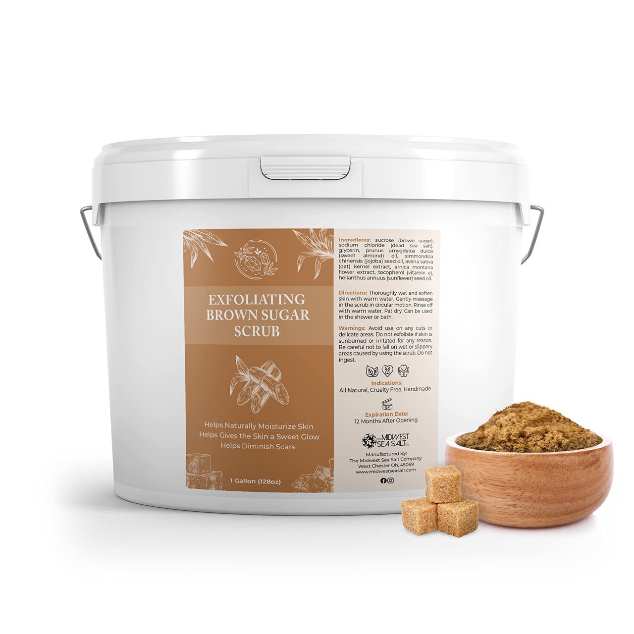 Exfoliating Brown Sugar Scrub with Rose Absolute - 128oz Large Size - Natural Body Scrub for Soft Skin - Perfect for Spa Day, Self Care & Gift Giving