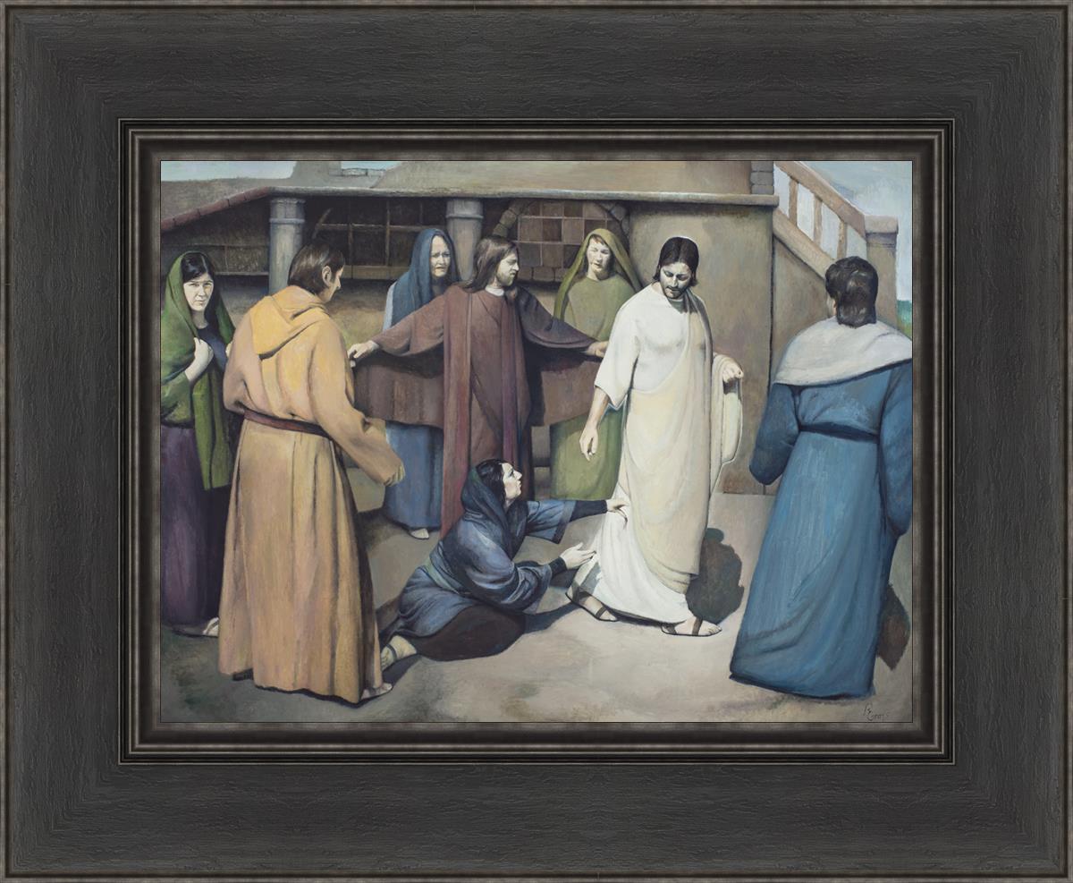 Jesus Healed the Woman Who Touched His Garment - Bible Story Scripture Christian Faith Wall Art for Home Church Decor