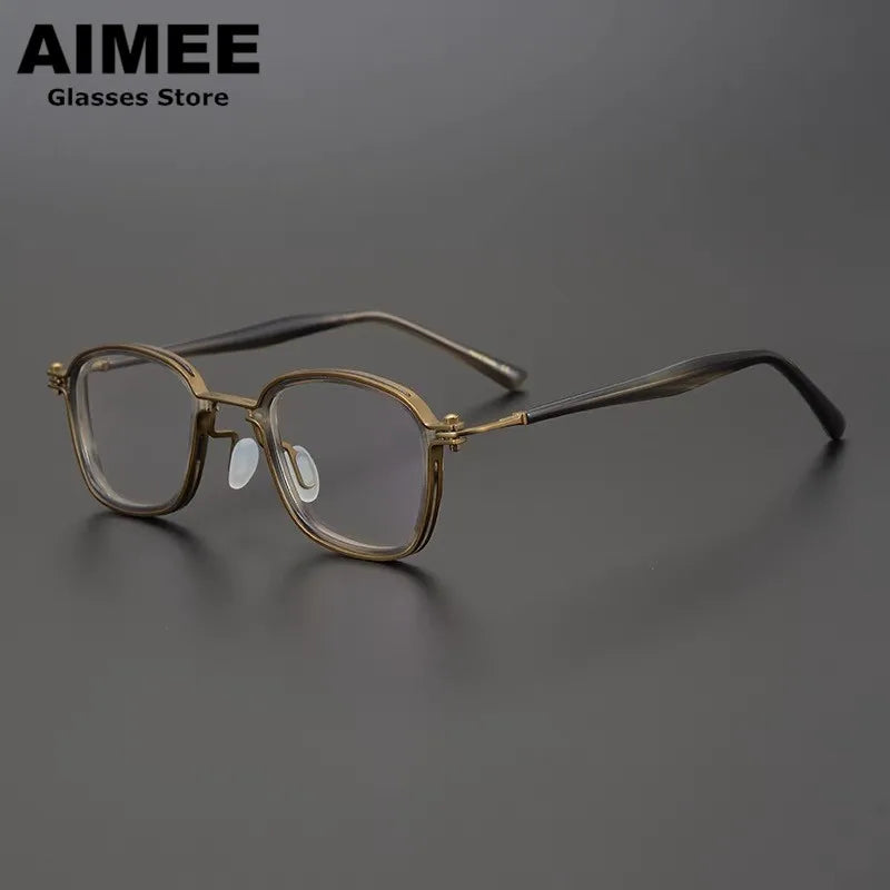 Stylish Aimee Unisex Full Rim Square Titanium Acetate Eyeglasses Frame 14622 - Perfect for Work, Reading & Fashion Accessories